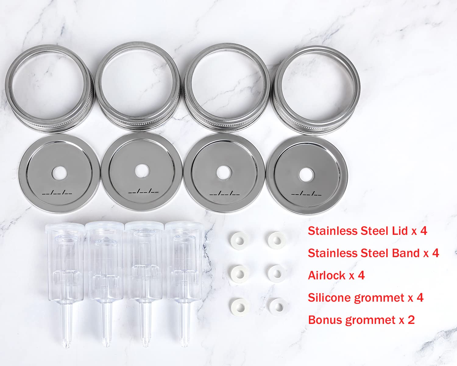 Jillmo Fermentation Kit, Stainless Steel Fermenting Kit For Wide Mouth Mason Jars (No Jars)