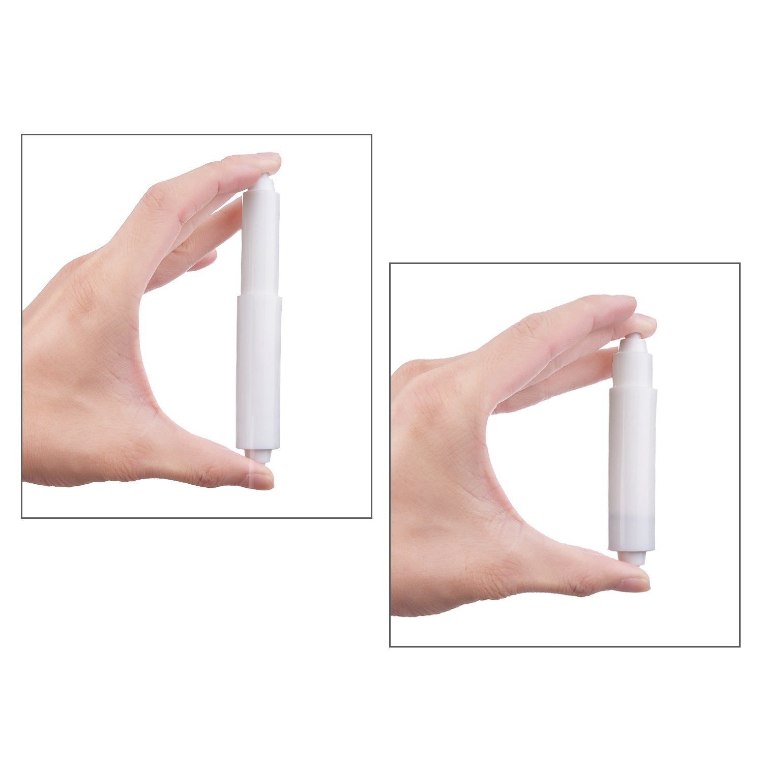2 Pieces Toilet Paper Holder Roller Spindle Replacement Rod Plastic Spring Loaded (White)