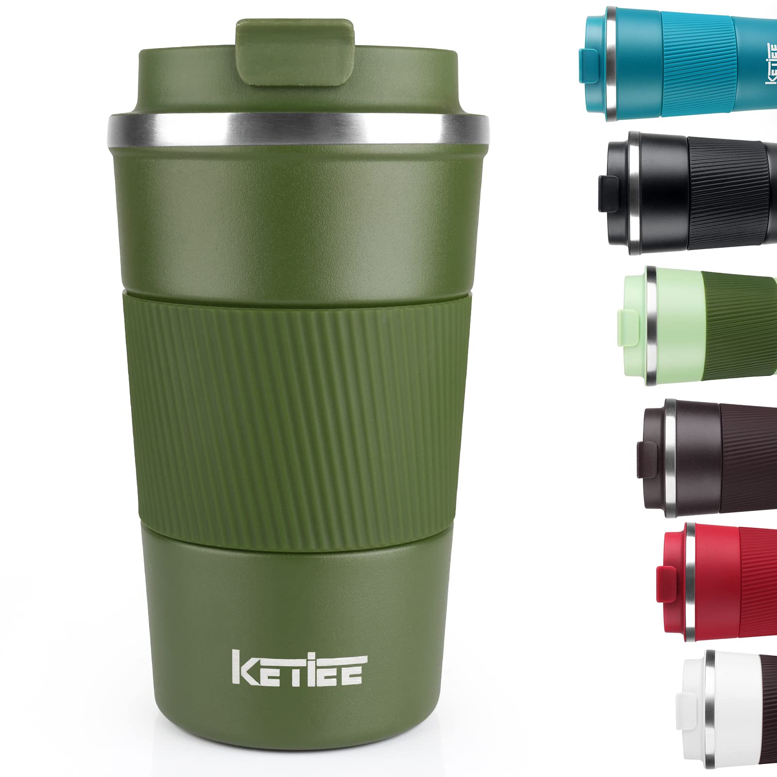 Ketiee Travel Coffee Mug 12Oz: Vacuum Insulated Coffee Cup With Leakproof Lid, Coffee Tumbler, Reusable Coffee Cups, Double Wall