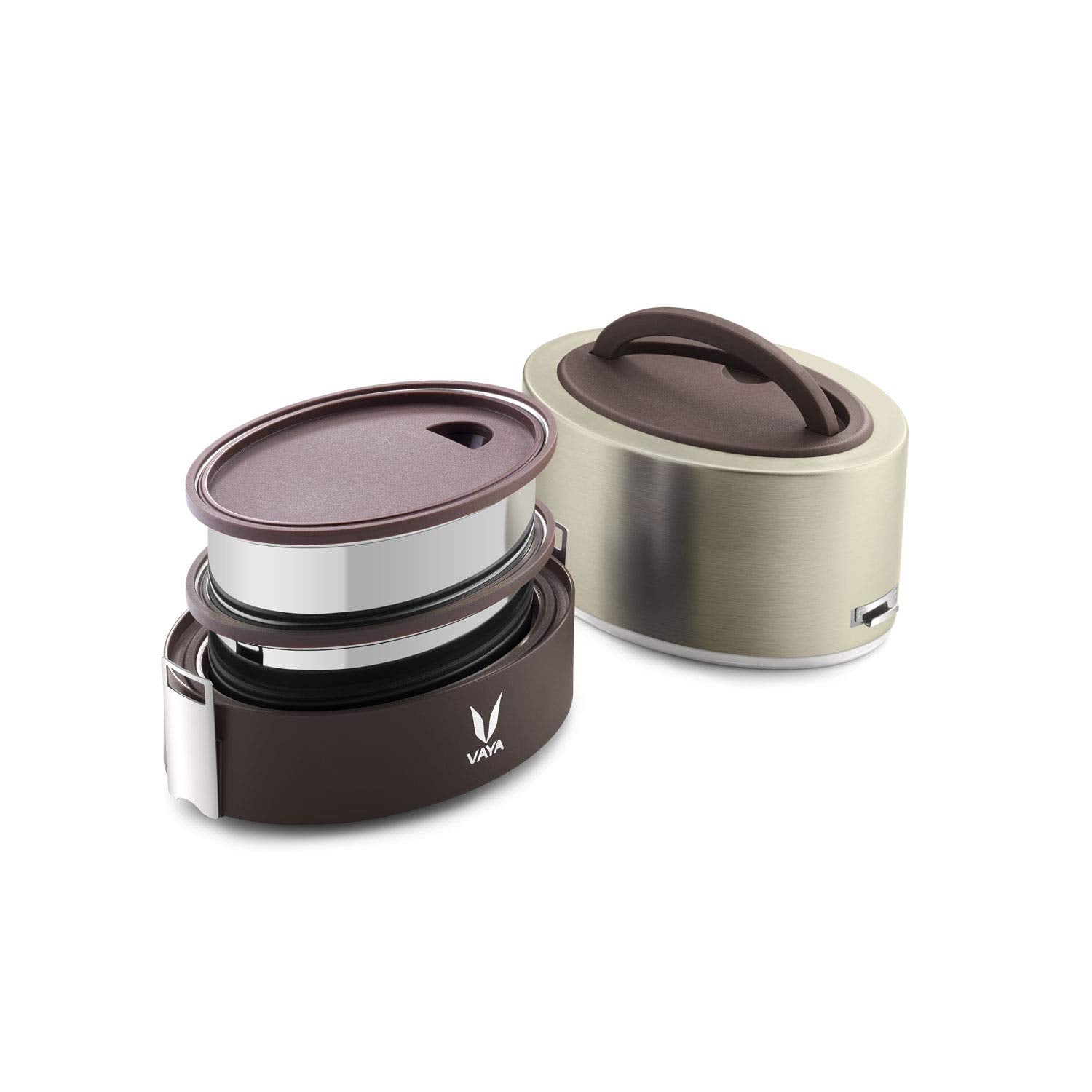 Vaya Tyffyn Lunch Box For Kids For School,Polished Stainless Steel Tiffin Box Without Bagmat,600Ml Insulated Tiffin Box For Offi