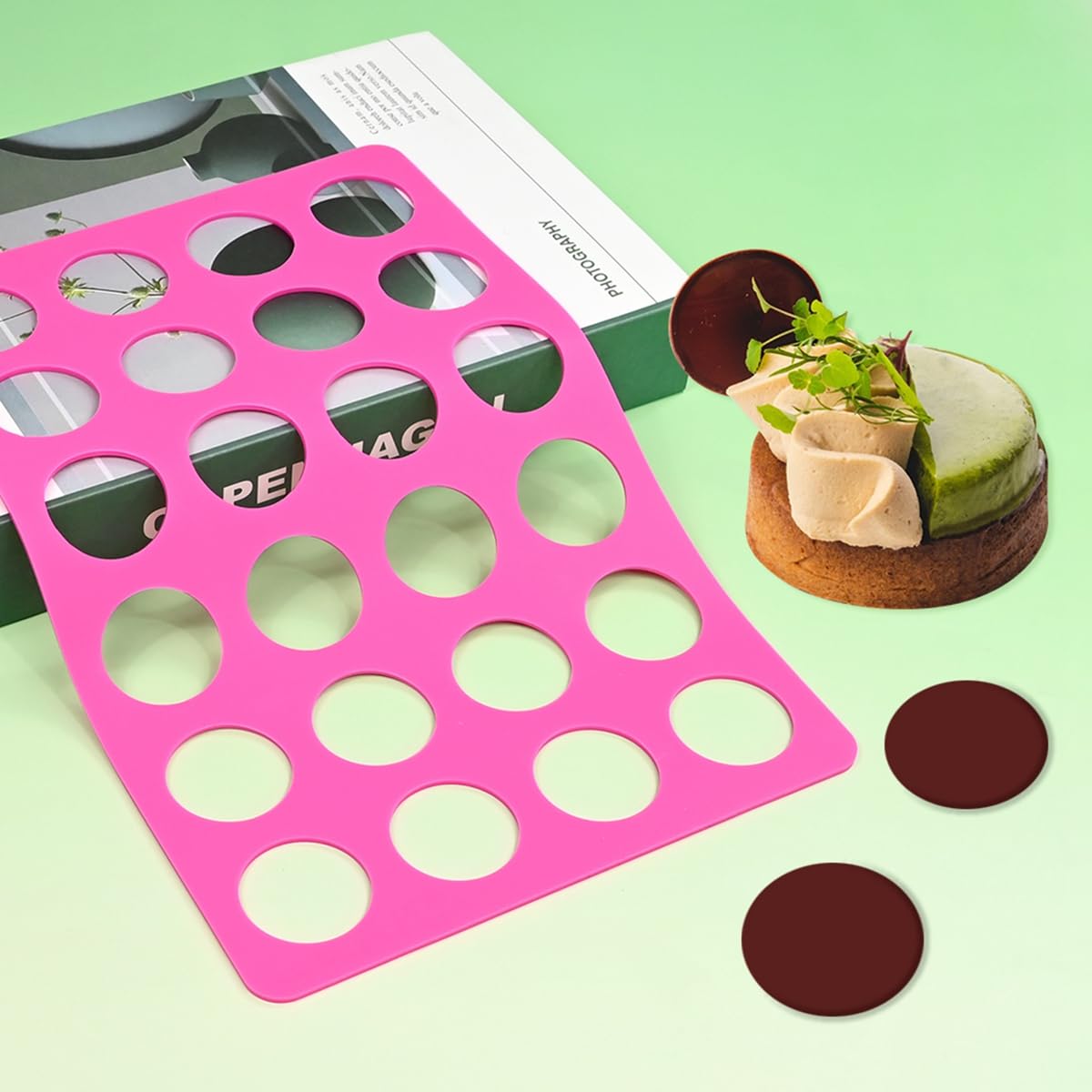 mostsom Round Silicone Chocolate Molds Cheese Chocolate Mat Cake Decorating Bakeware, Cookie Stencil Mat, Chocolate Chablon Mold