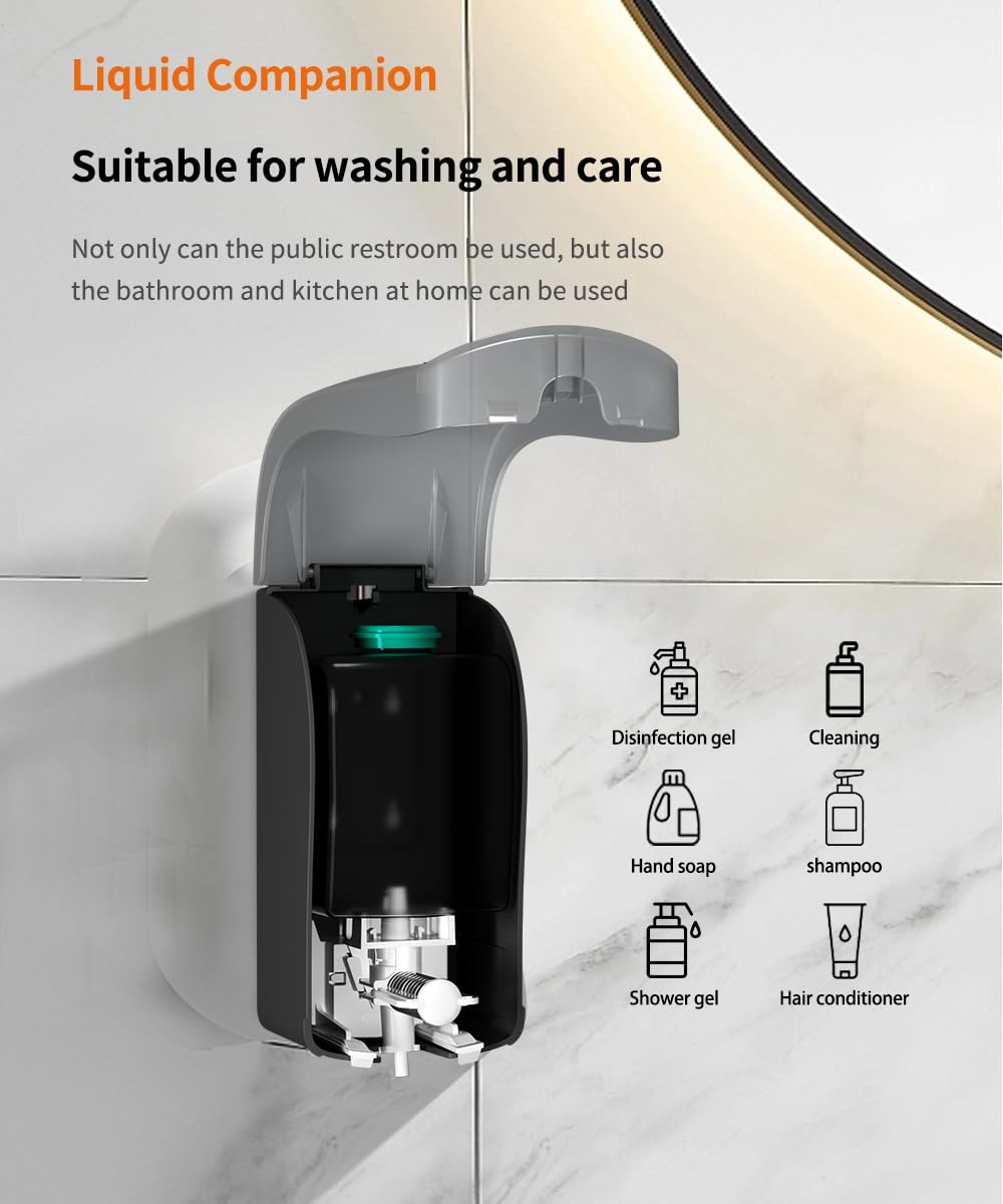 Manual Foam Soap Dispenser, 35Oz (1000Ml) Commercial Refillable Foaming Soap Dispenser-Transparent Black, Chuangdian