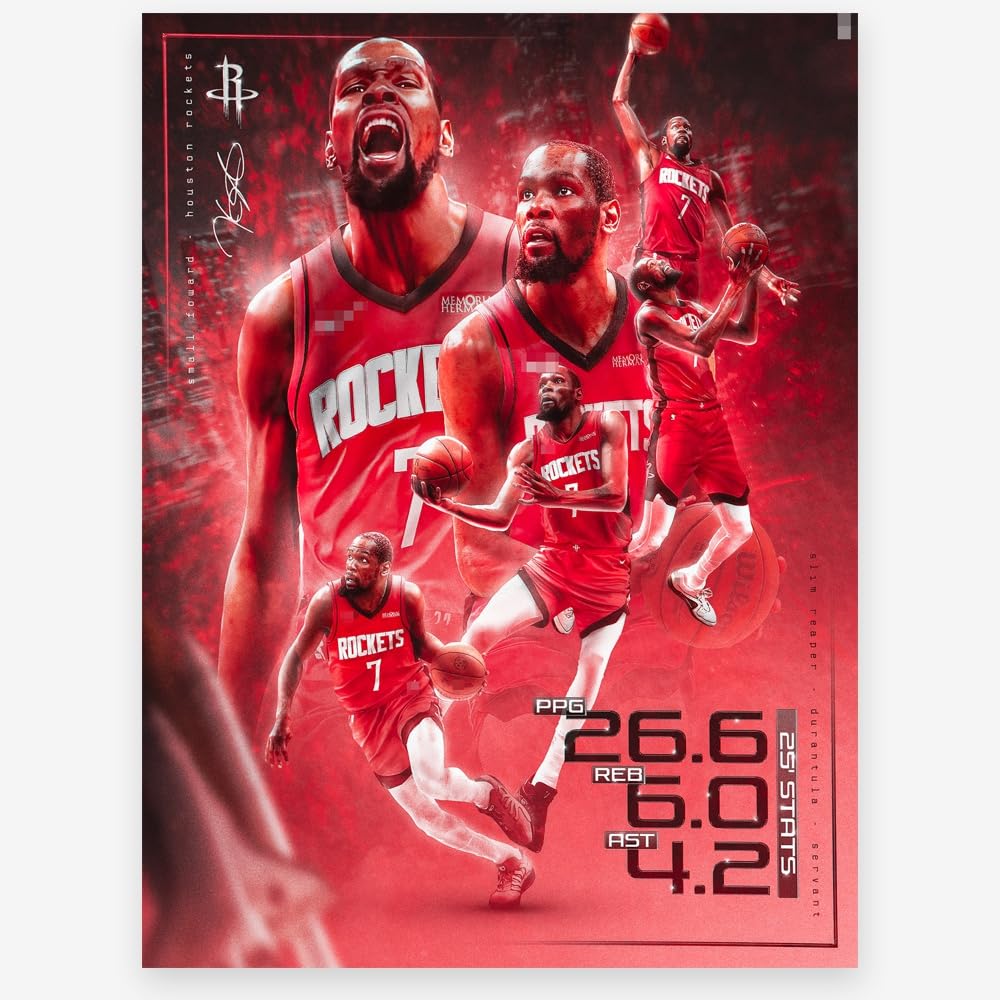 Menkarwhy Kevin Durant Signed Poster For Kids Room Bedroom Wall Decor-Basketball Superstar Posters Canvas Art Print Picture For 