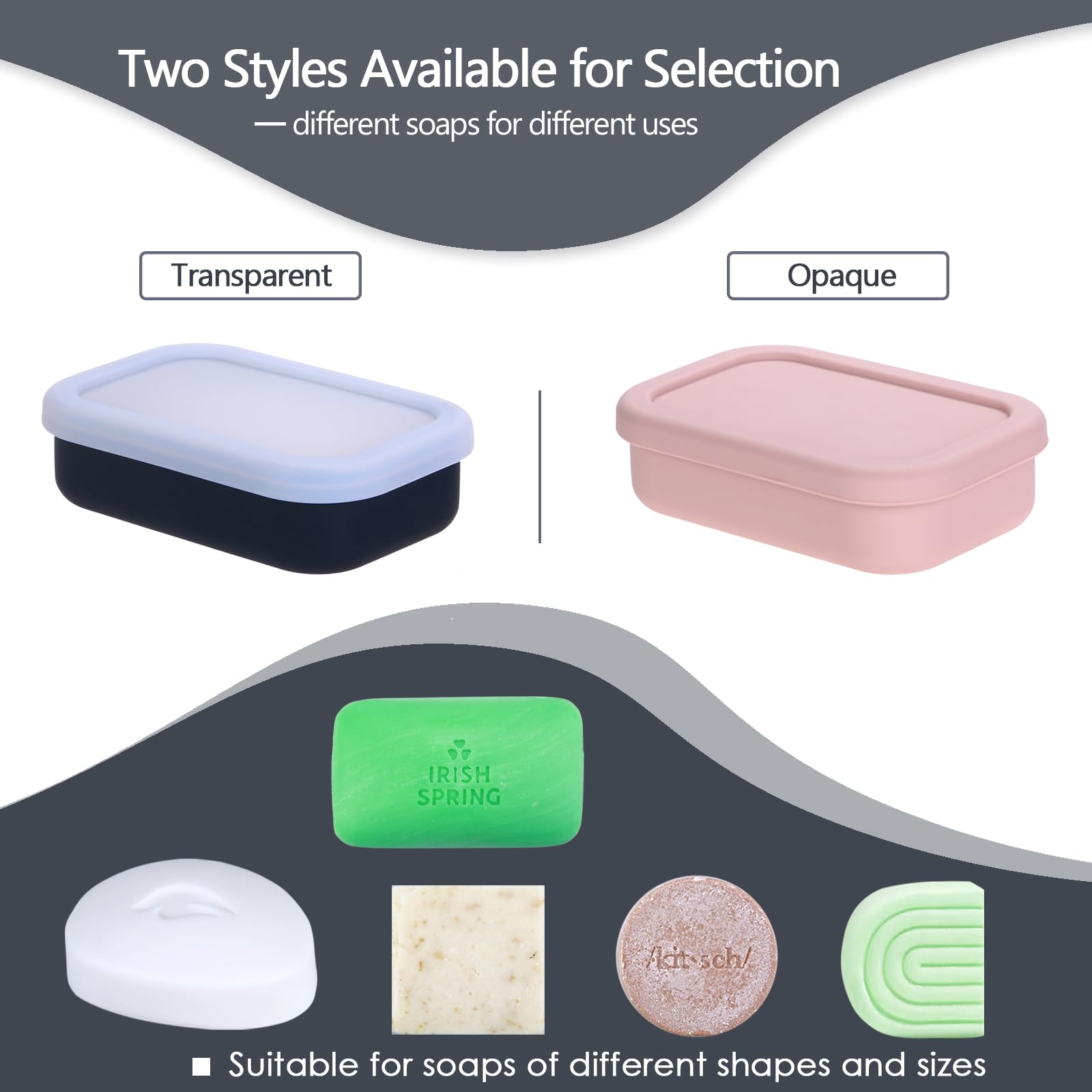 Large Travel Soap Container Leak Proof, Silicone Shampoo Bar Holder, Soap Case With Draining Layer, Slip-Resistant Portable Bar