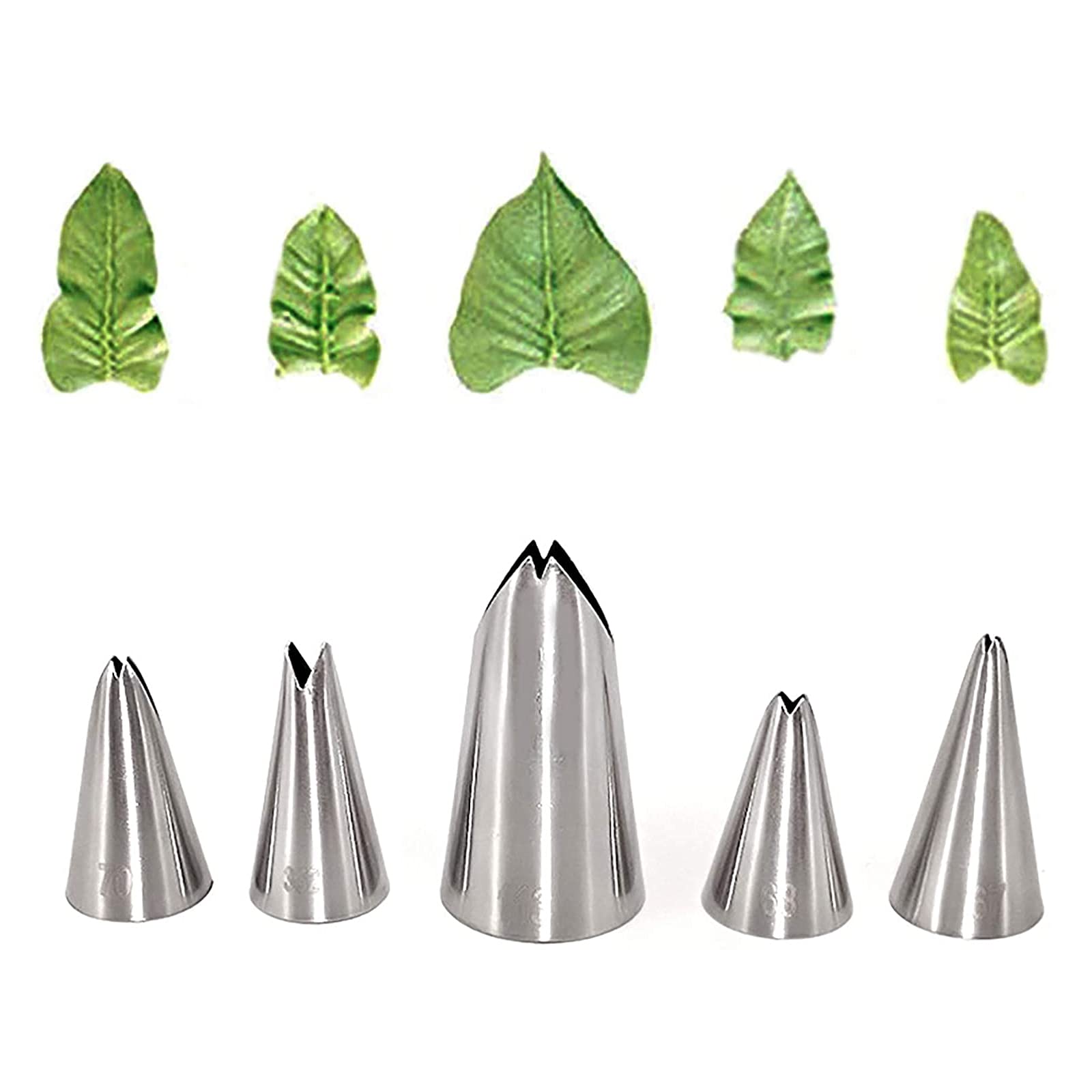 Leaf Piping Tips, Hsxxf 5Pcs Russian Piping Tips Stainless Steel Piping Tips Piping Nozzles Cake Piping Icing Nozzles Cake Decor