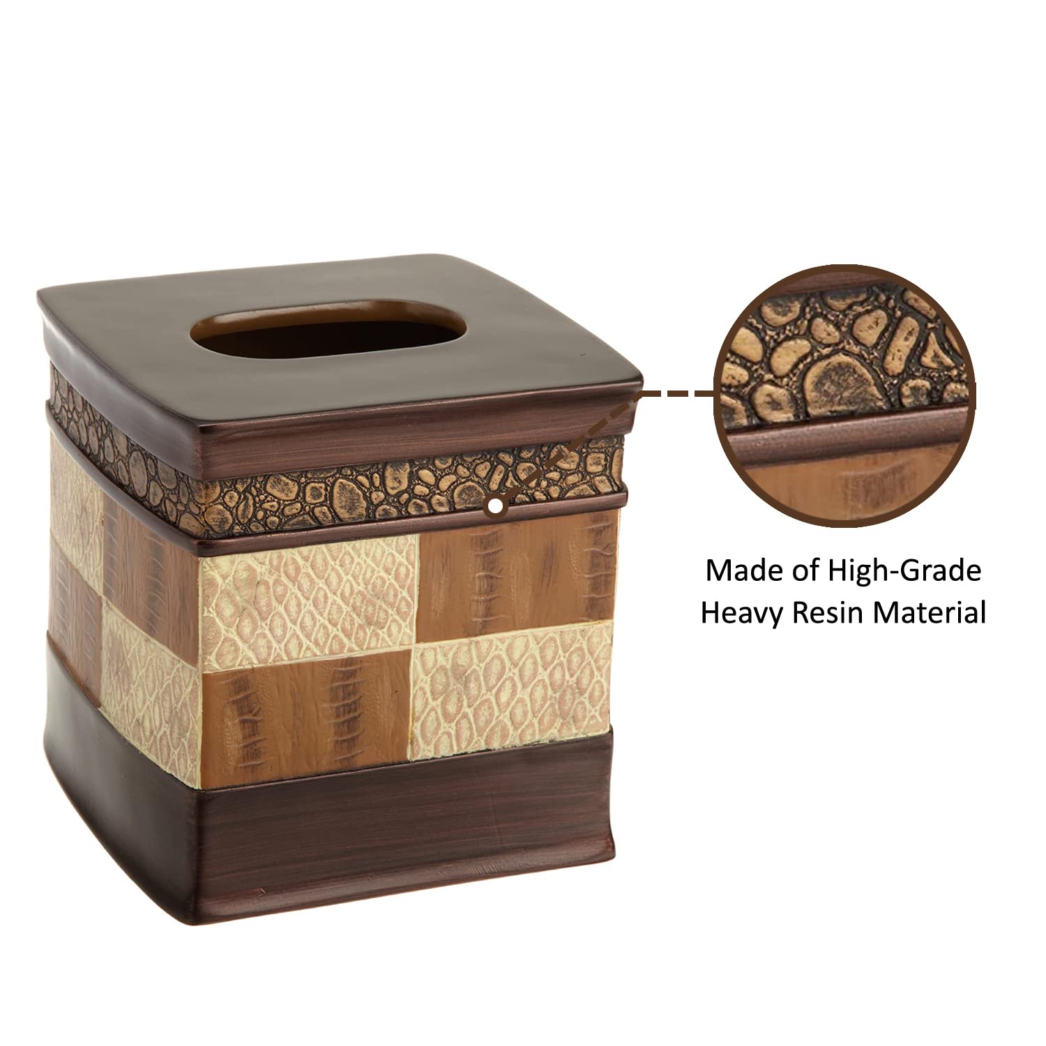 Zahari Home 2pc Zambia Animal Print Bath Accessories Set Waste Basket & Tissue Box Modern Classic Contemporary Decorative Beautiful Designs Bathroom Decor Set for Home Luxury Bath Set