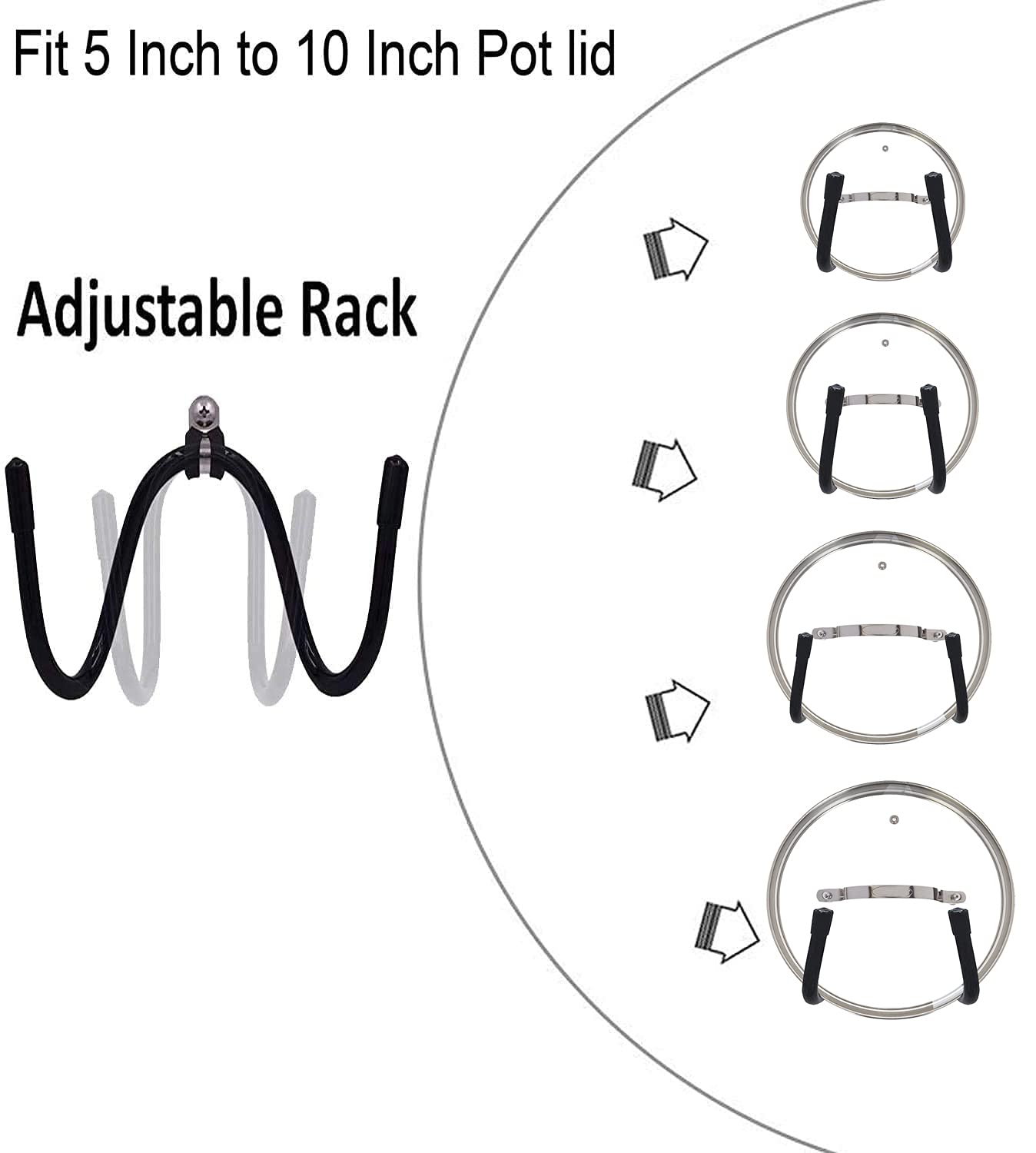 Pmsanzay Cabinet Door Pan Lid Organizer, Set Of 4, Wall Mount Pot Lid Rack Pot Lid Storage Rack Pan Covers Holder - No Scratch -