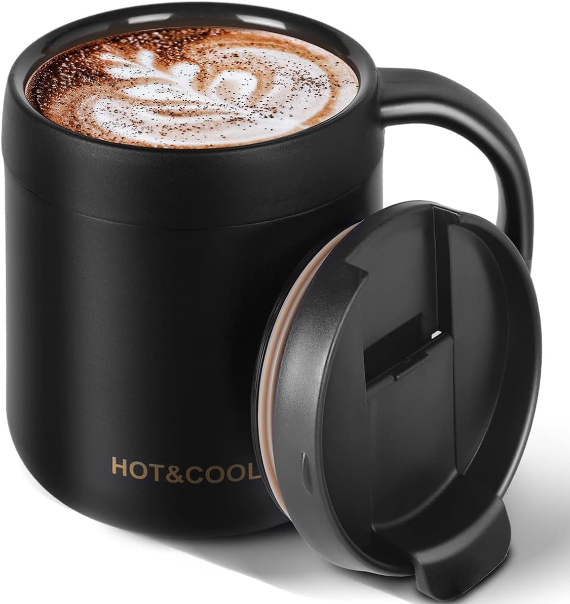 Potency 350 ML Insulated Stainless Steel Travel Coffee Mug with Lid  Black