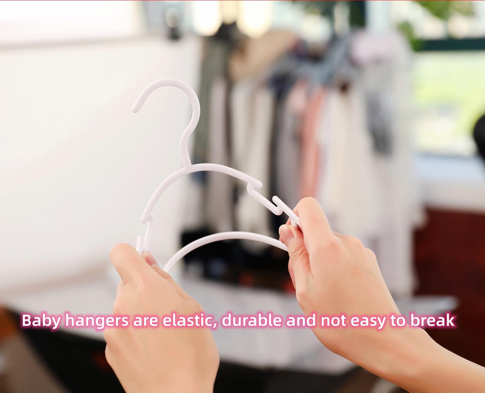 Viibase 100 Pack White Baby Nursery Closet Hangers, Non-Slip Laundry Infant Pant Hanger For Newborn Clothes Gift, Ultra-Thin Pla