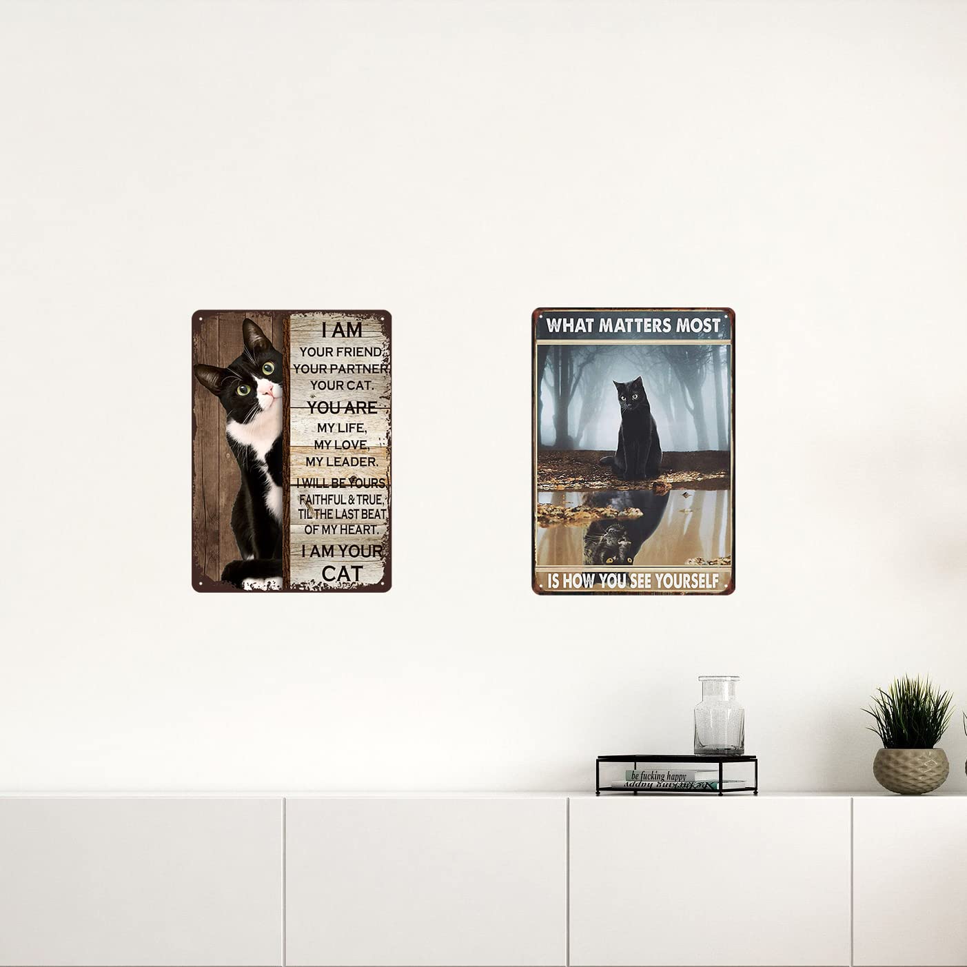 Gocolt Retro Black Cat Sign ''I Am Your Friend Your Companion Your Cat You Are My Life'' Cat Wall Art Decoration, Cute Cat Poste