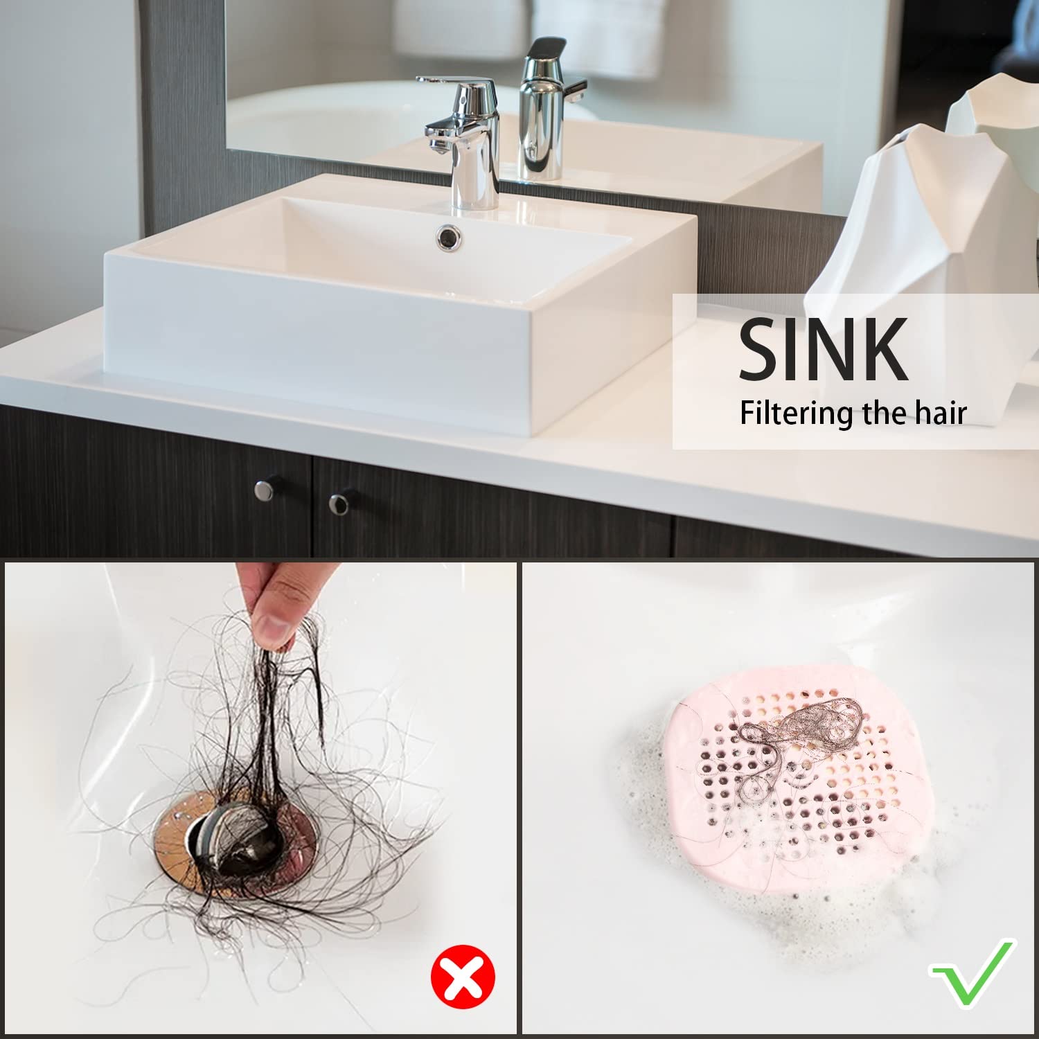 2 Pack Drain Hair Catcher Durable Silicone Shower Drain Protector Sink Drain Strainer Hair Stopper for Shower Kitchen Bathroom Tub Teal