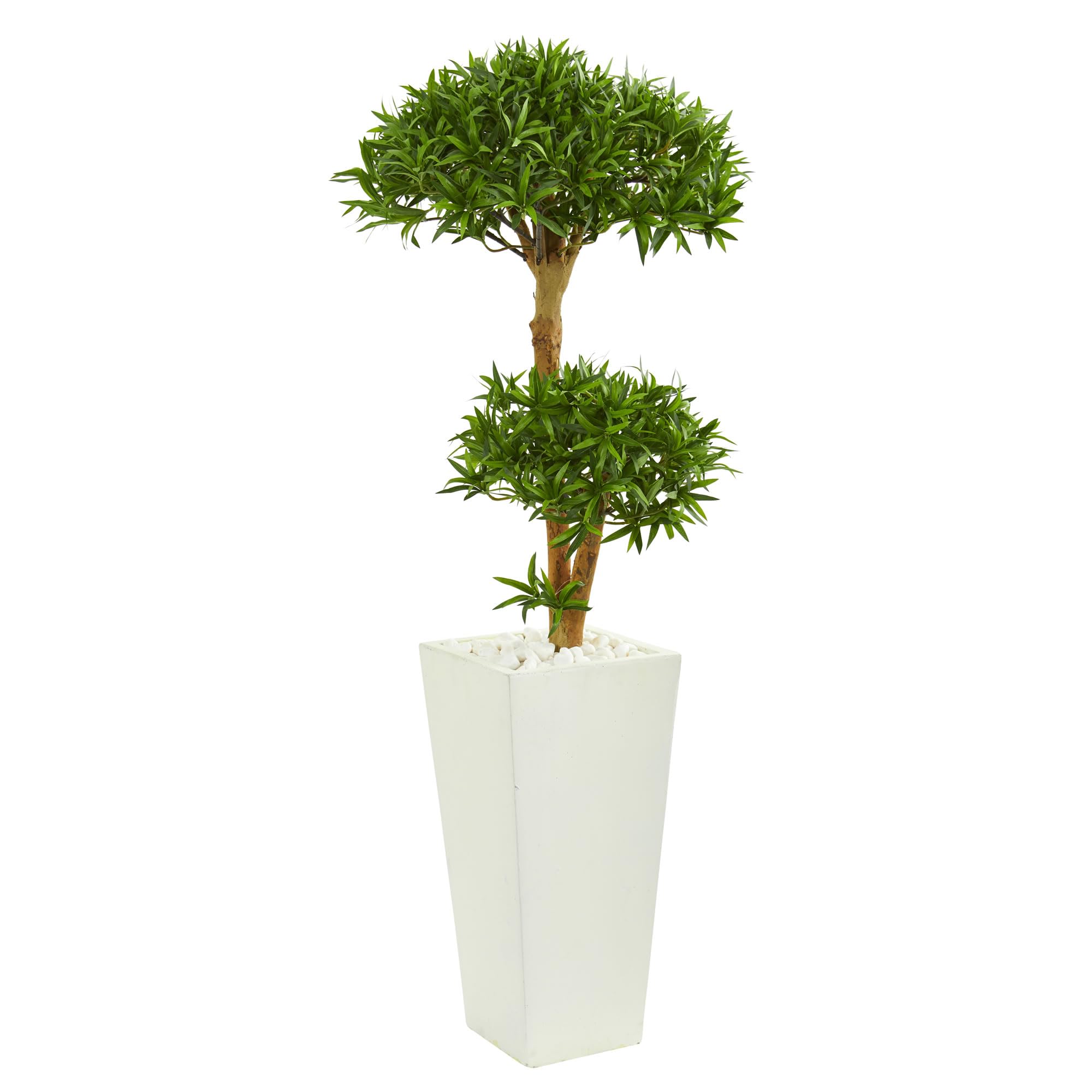 Nearly Natural 50in. Bonsai Styled Podocarpus Artificial Tower Planter Silk Trees, Green