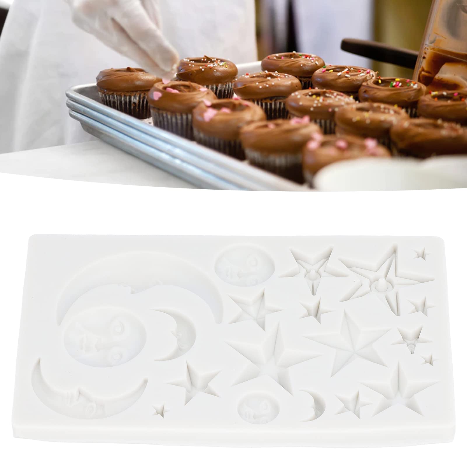 Tnfeeon Chocolate Star Moon Moon Face Nonstick Food Grade Silicone Reusable Heat Resistant Odorless Chocolate Makers Silicone Fo
