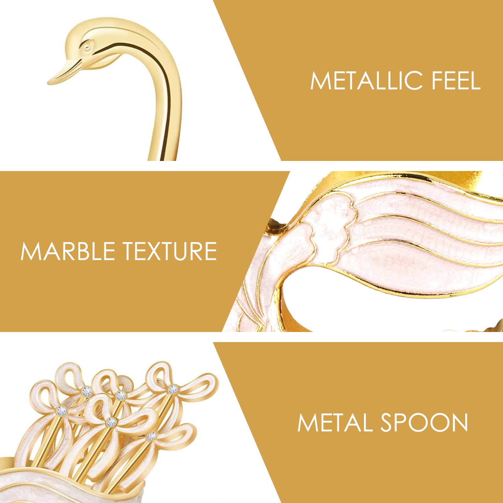 Cairiac Coffee Dessert Spoon Set, Swan Base Holder Spoon, 6-Piece Dessert Spoon Set, For Coffee, Fruits, Desserts, Exquisite Sma