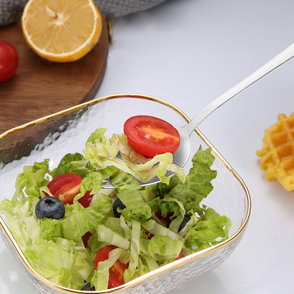 Yfwood Sporks, 4-Pack 18/10 Stainless Steel Sporks 7.4Inches Long Handle Dessert Spoons Ice Cream Spoons Salad Forks Flatware Se