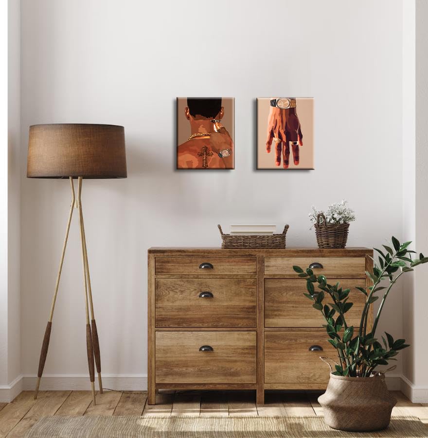 Black Woman Framed Canvas Wall Art,Black Man Trend Art,Fashion Black Man Wall Art, Abstract African American Wall Art Decor For