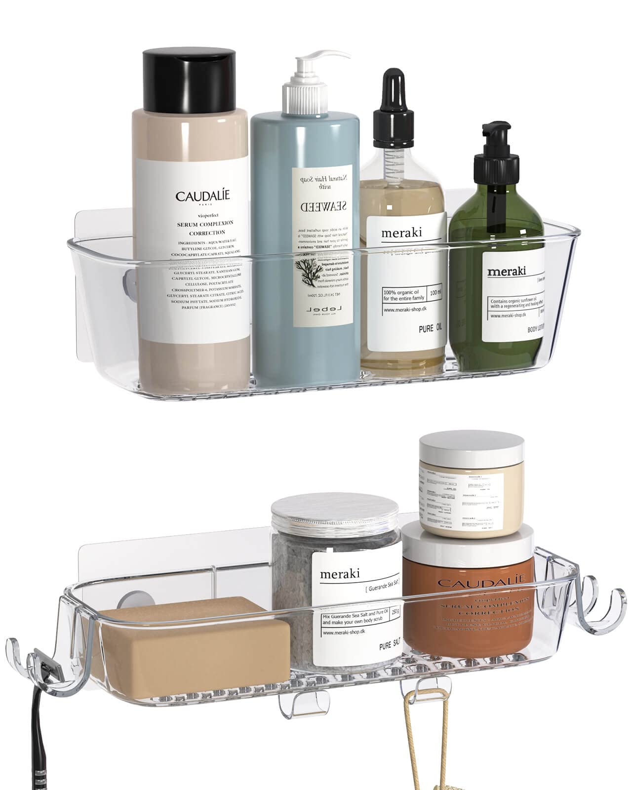 Tzamli Shower Caddy, Adhesive Shower Organizer Rustproof Shower Shelf With Razor Holder And Hook, Shower Rack For Bathroom Stora