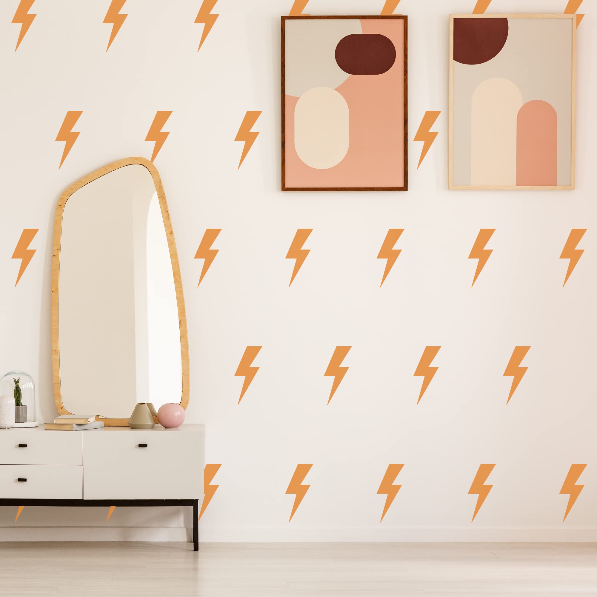 Shyjshyj Large Orange Vinyl Lighting Bolt Wall Decals,Peel And Stick Modern Thunder Stickers For Teens Boys Girls Students Bedro