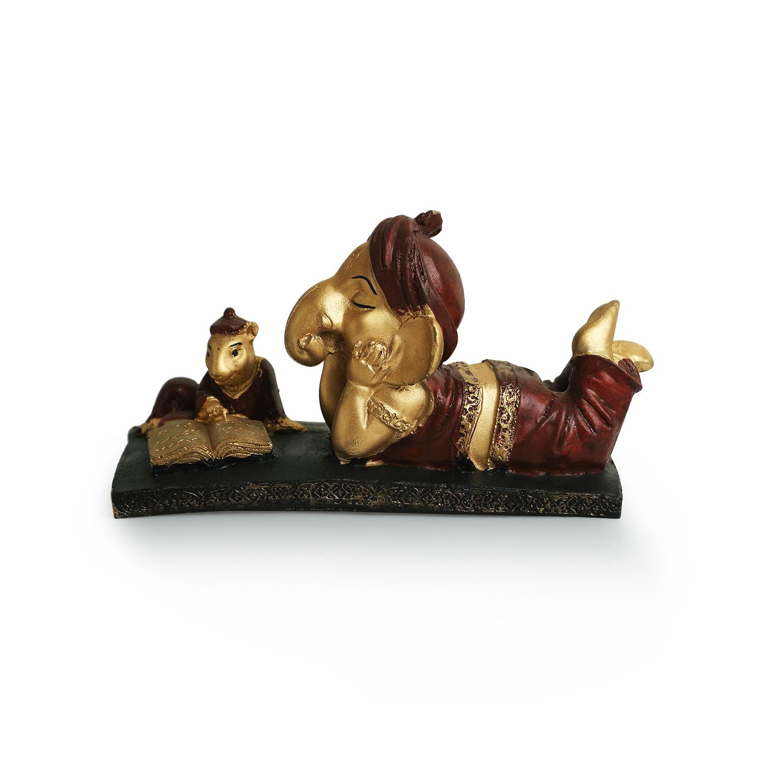 Exclusivelane Reading Ganesha Idol For Home Dcor (Resin, 7.7 Inches) | Handcrafted Lord Ganesh For Pooja Room, Murti, Statue,