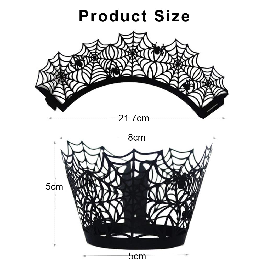 Halloween Cupcake Wrappers 50 Pack, Gawertoy Spiderweb Cupcake Wrappers Laser Cut Spider Web Cupcake Liners Paper Cupcake Wraps