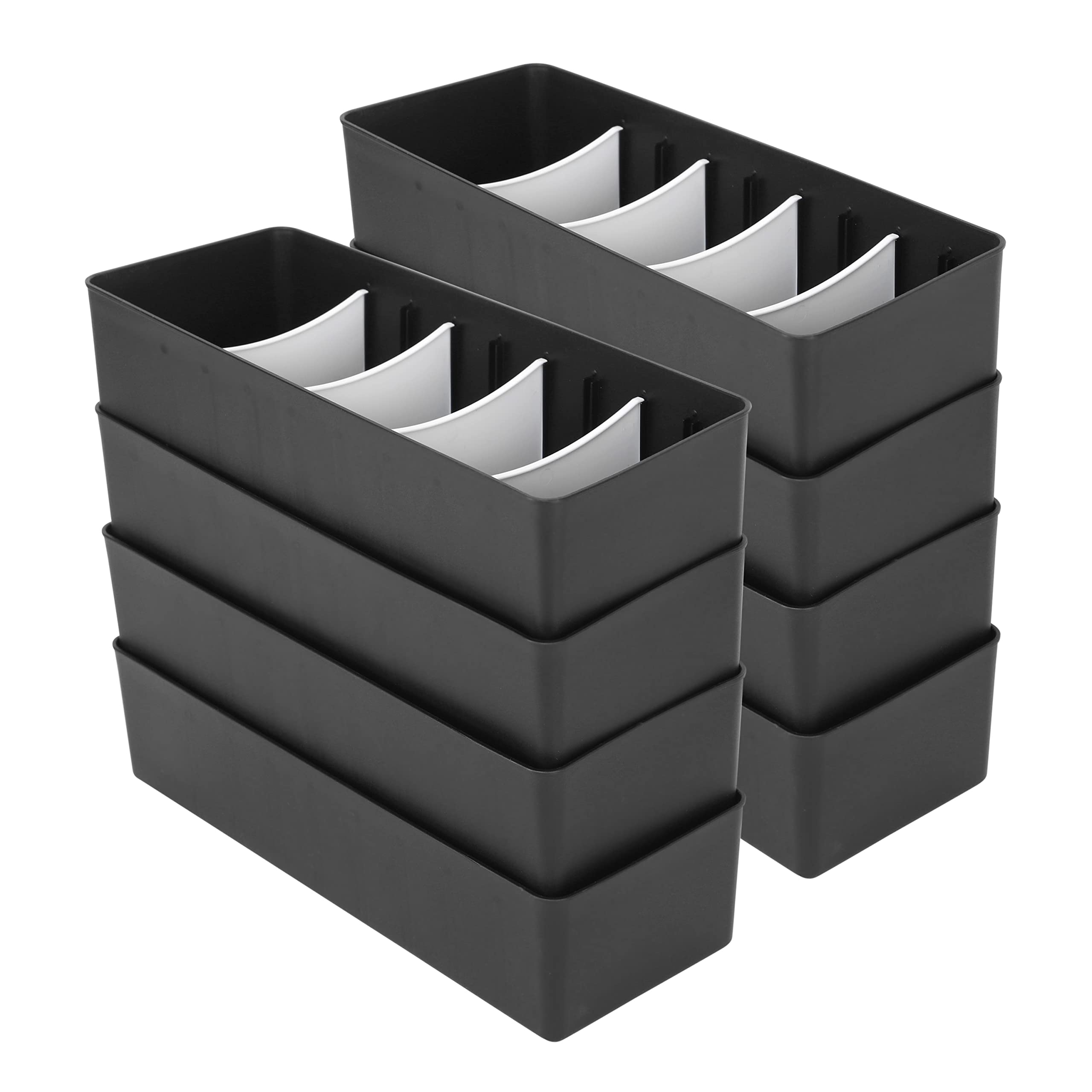Cutting Edge Stackable Storage Drawer Organiser, Set Of 8 (Black & White)