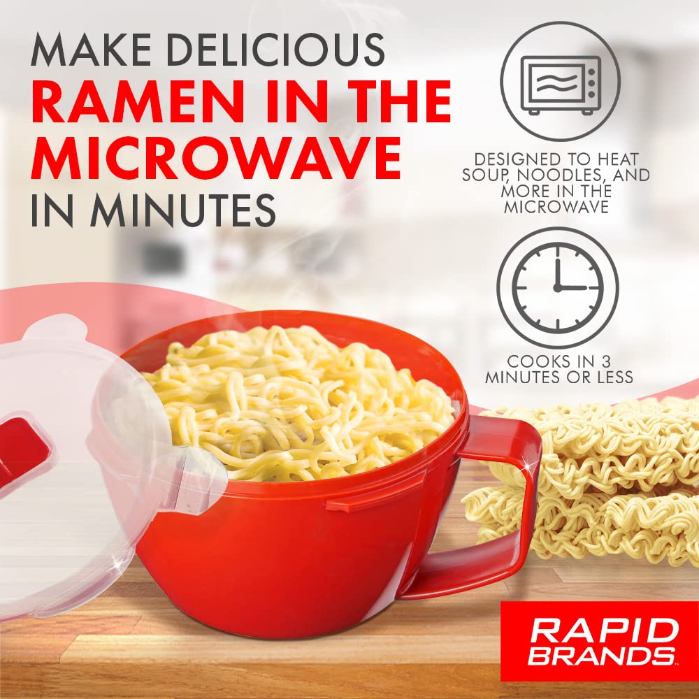 Rapid Plastic Noodle/Soup Bowl | Microwave Soup & Noodles in Minutes | Perfect for Dorm, Small Kitchen, or Office | Dishwasher-S
