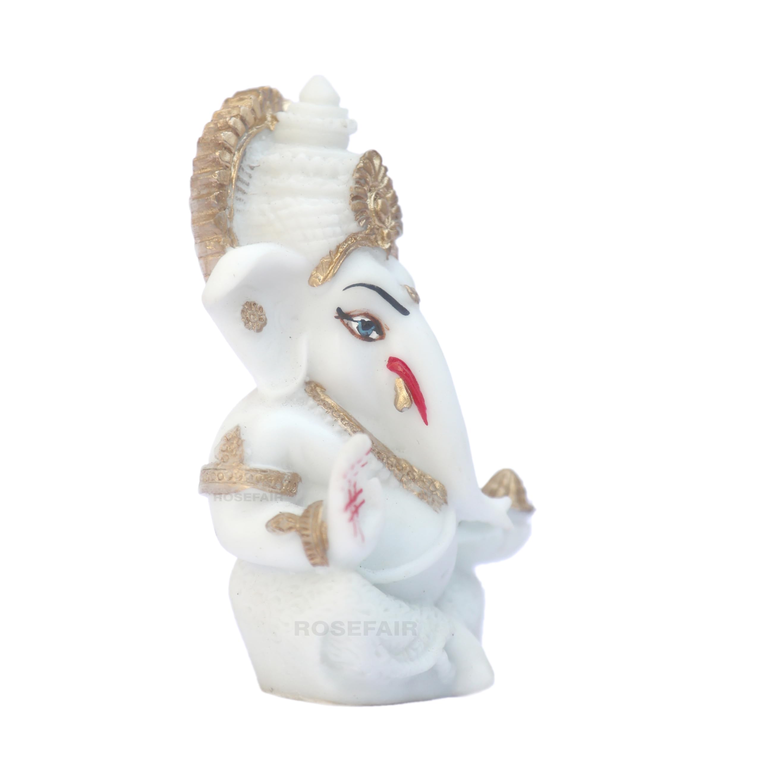 Rosefair Ganesh Statue For Car Dashboard  Resin, 3.5 Inch | Baby Ganesha Idol For Home, Office, Desk, Pooja | Ganesh Festival De