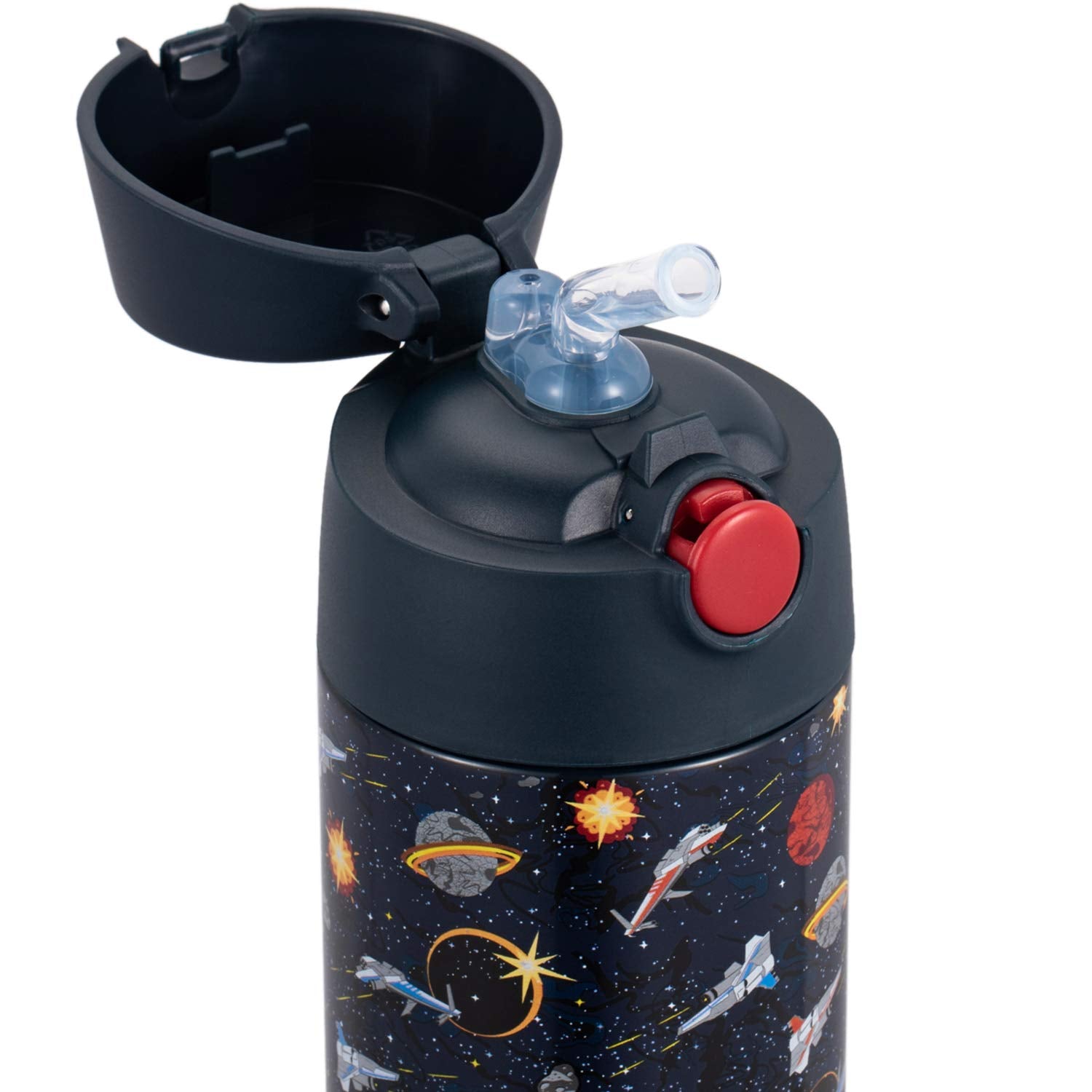 Snug Kids Water Bottle - Insulated Stainless Steel Thermos With Straw (Girls/Boys) - Space Wars, 17Oz