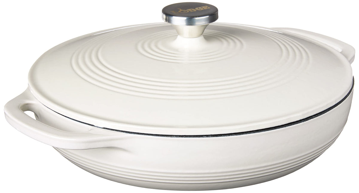 Lodge 3.6 Quart Enameled Cast Iron Oval Casserole With Lid- Dual Handles - Oven Safe Up To 500 F Or On Stovetop - Use To Marinat
