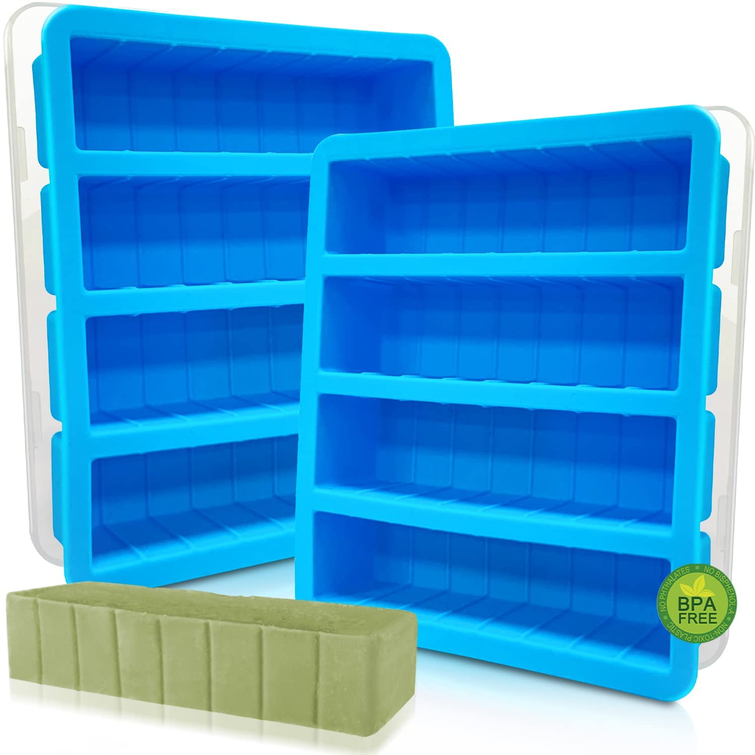 Silicone Butter Mold With Lid, Walfos Non-Stick Butter Tray Fits Standard Butter Stick Size, Large Cavity Butter Maker Holds 8 T