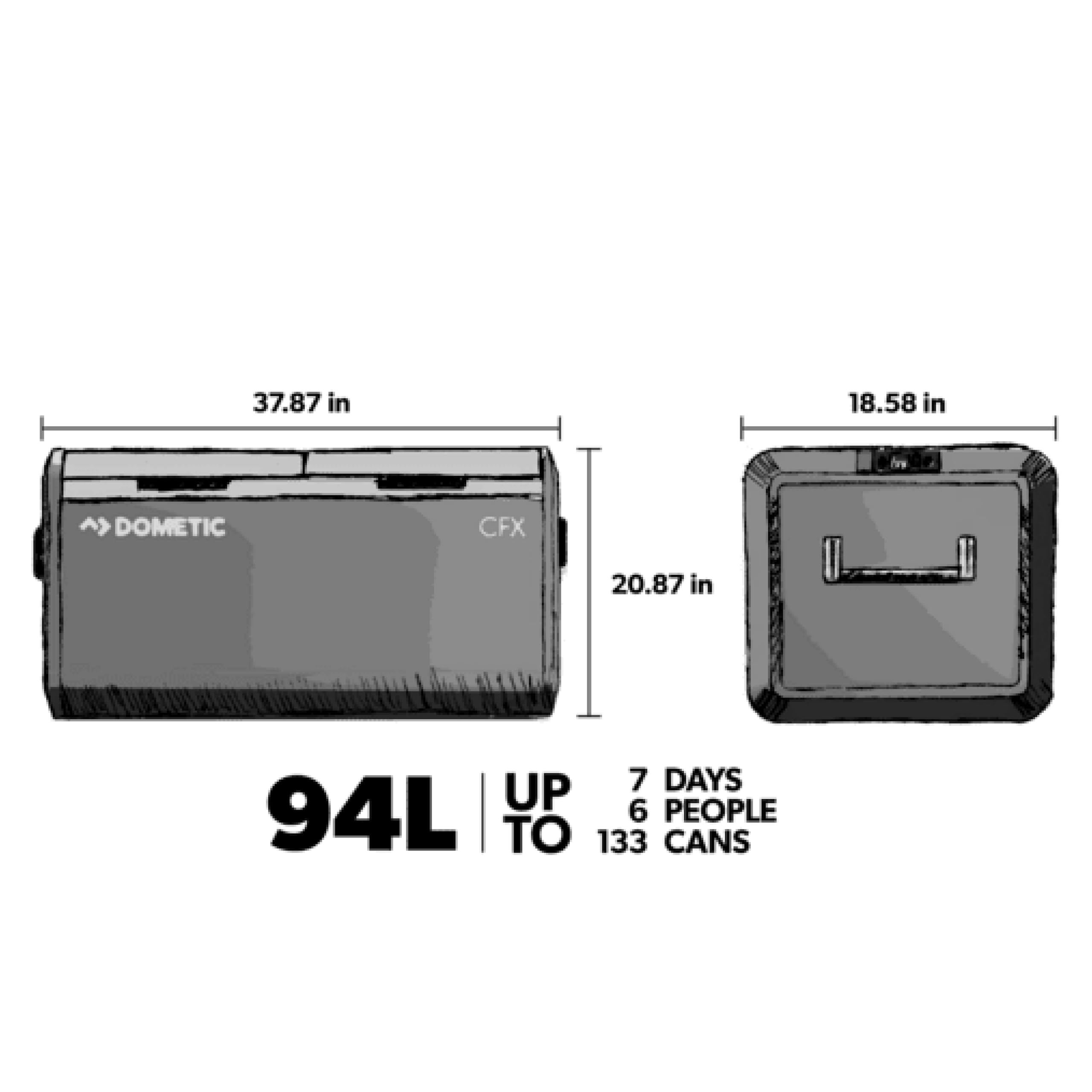 Dometic Cfx3 95Dz, 95 Liter Dual Zone Portable Refrigerator And Freezer, Powered By Ac/Dc Or Solar