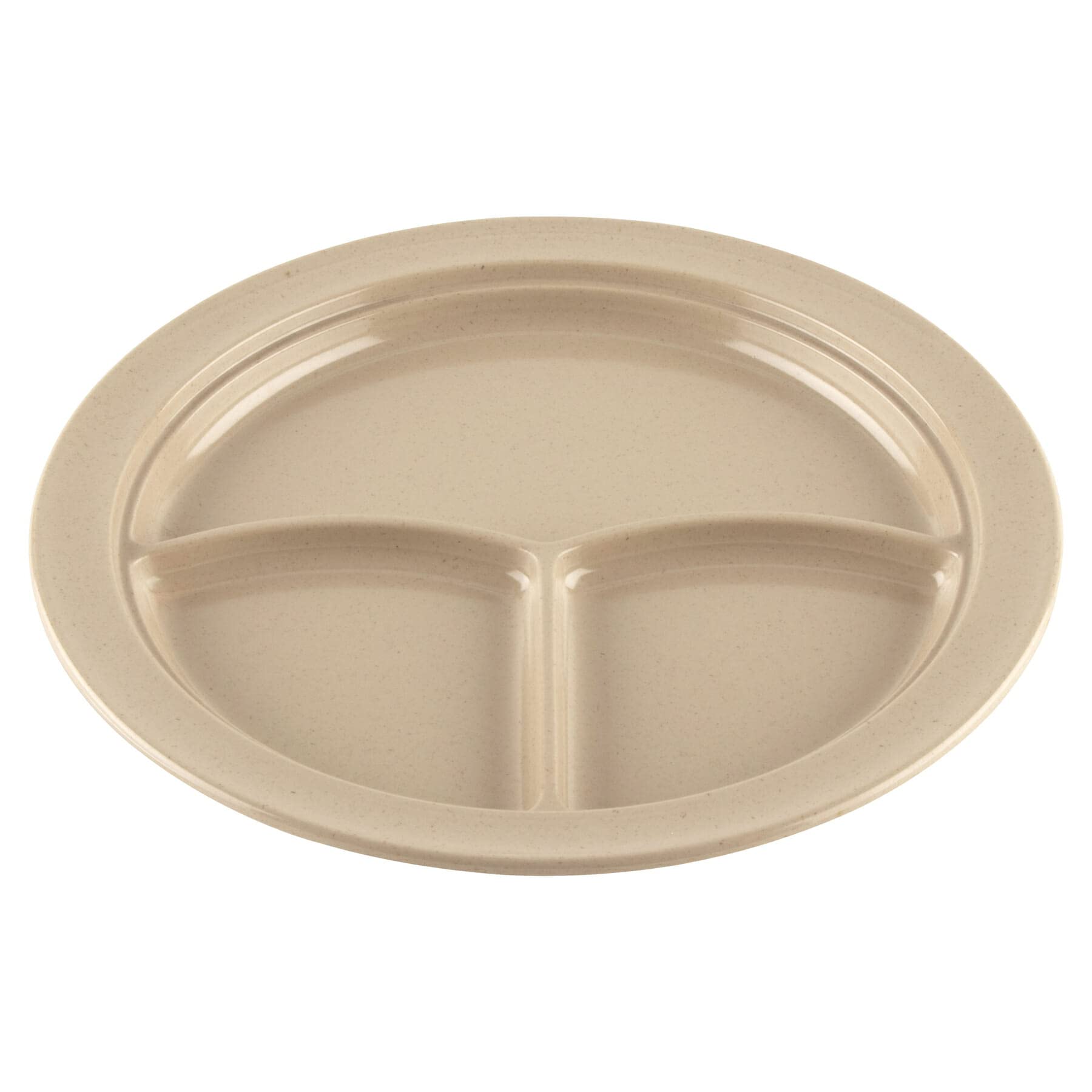 G.E.T. Heavy-Duty 3 Compartment Plastic Divided Compartment Plates, Deep Sided, 10, Sandstone (Set of 12)