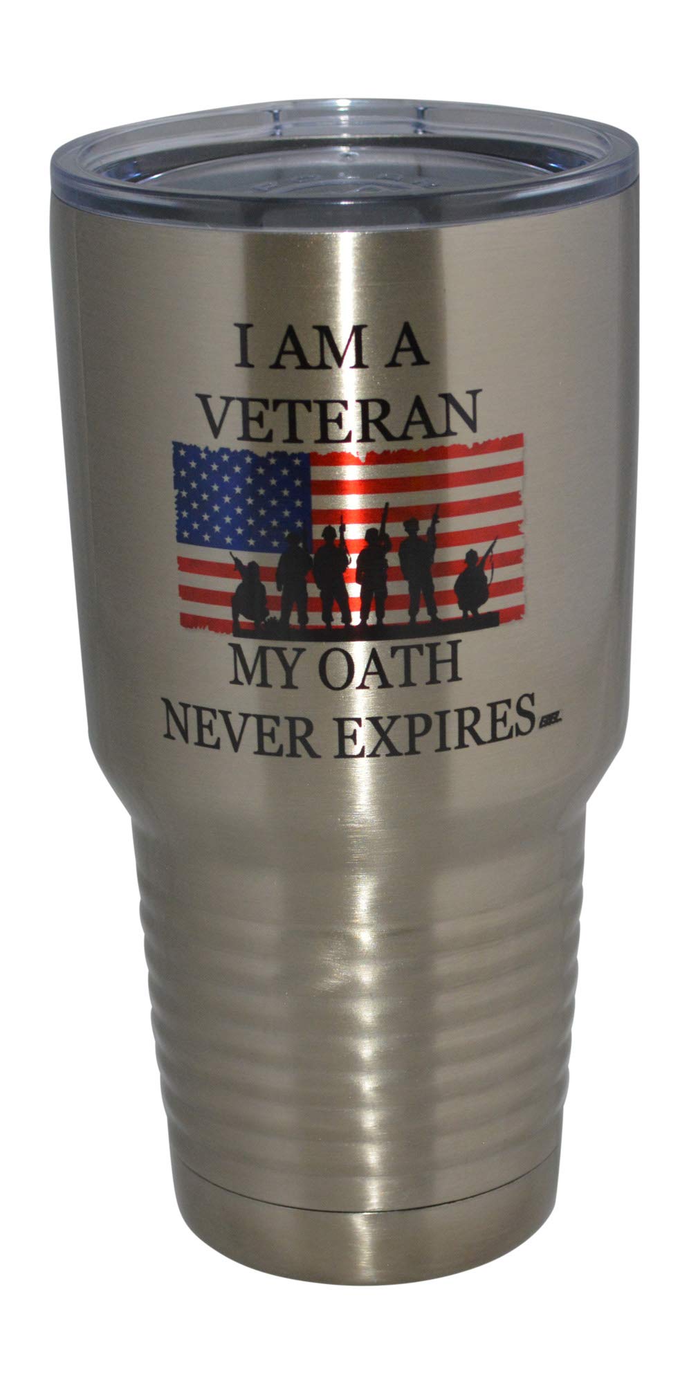 Rogue River Tactical Large I Am A Veteran My Oath Never Expires 30Oz Travel Tumbler Mug Cup W/Lid Vacuum Insulated Hot Or Cold M