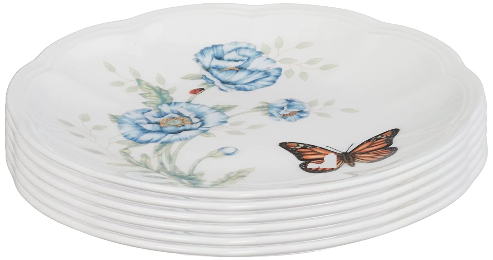 Lenox 817046 Butterfly Meadow 6-Piece Tidbit Plate Set, White