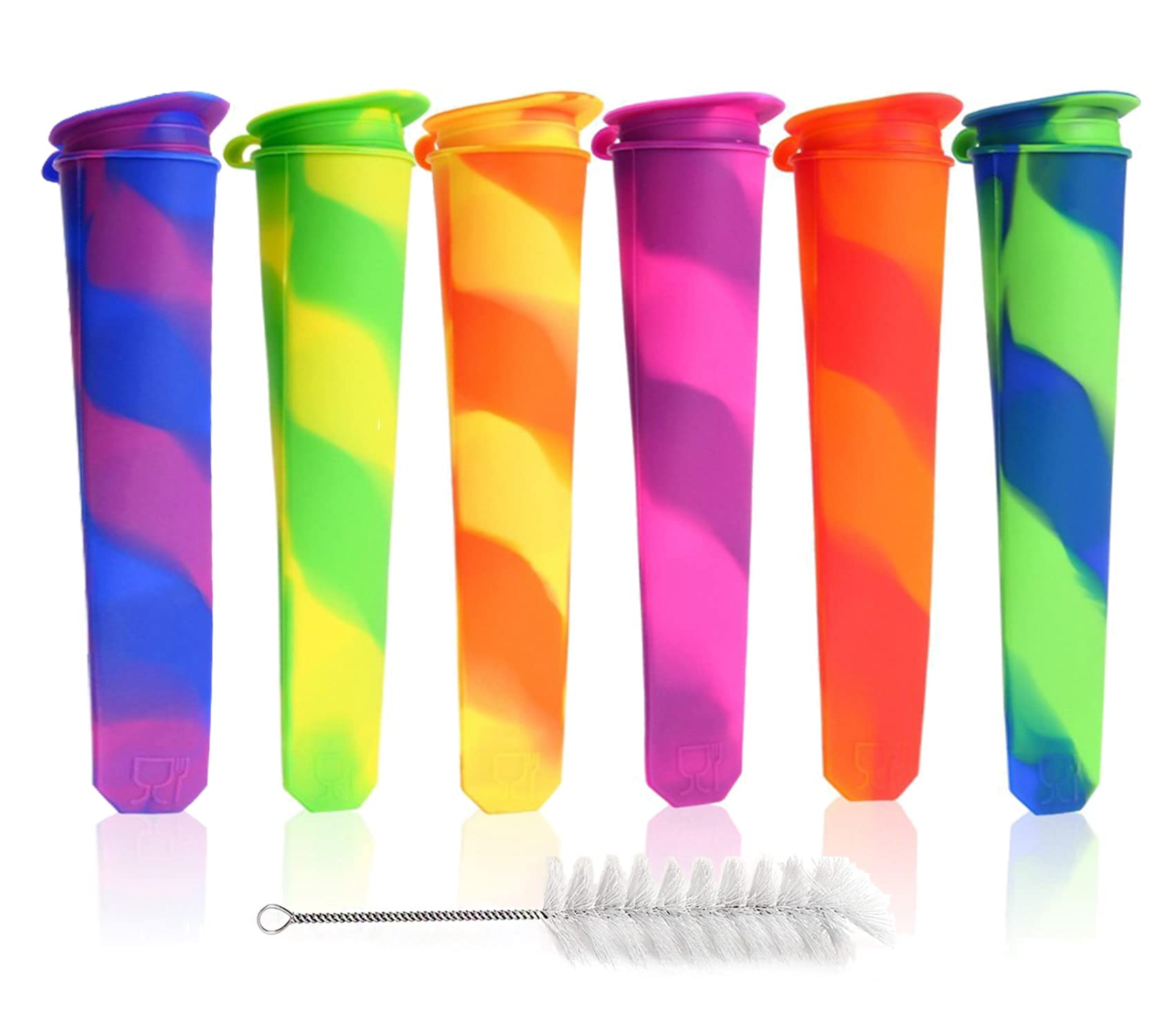 Silicone Ice Pop Molds Wpunwen Ice Popsicle Molds With Lids 6 Pcs Silicone Popsicle Molds For Kids With Clean Brush Durable Reus