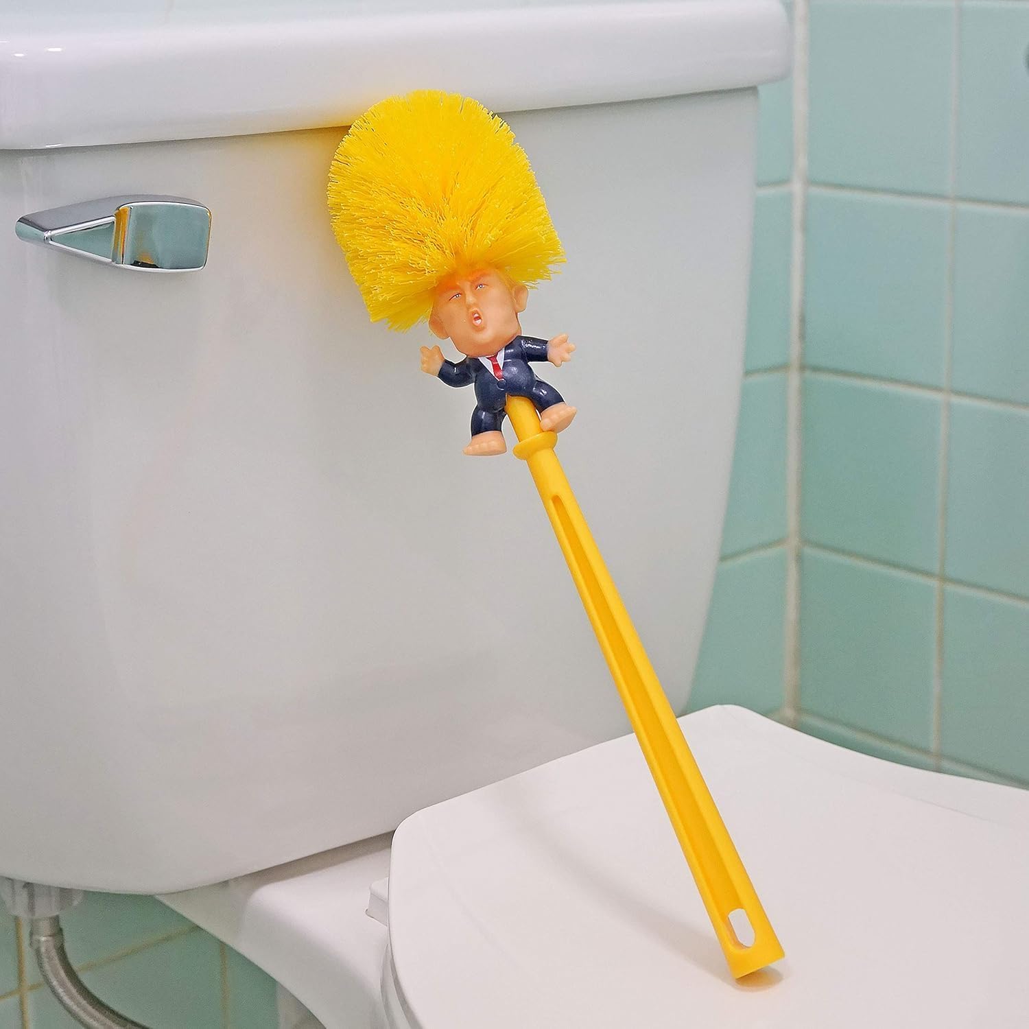 Toilet Brush & Toilet Paper Roll Set, Funny Gag Gift Toilet Bowl Brush for Bathroom Cleaning, Political Satire Products