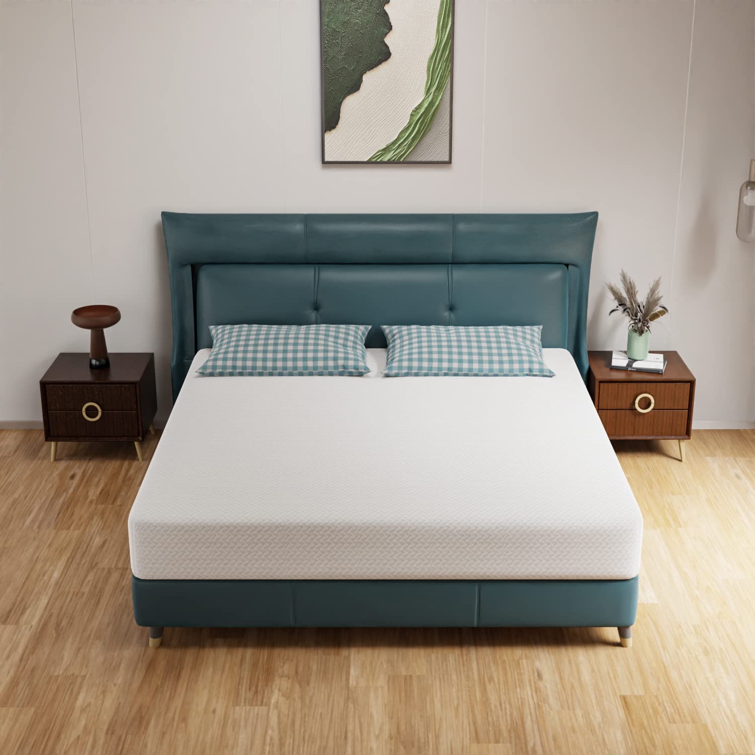 PayLessHere 10 Inch Mattress Green Tea Memory Foam Mattress CertiPUR-US Certified Removable Soft Cover Fiberglass Free King mattresses for Bed Frame  Bunk Bed  Trundle  Daybed White