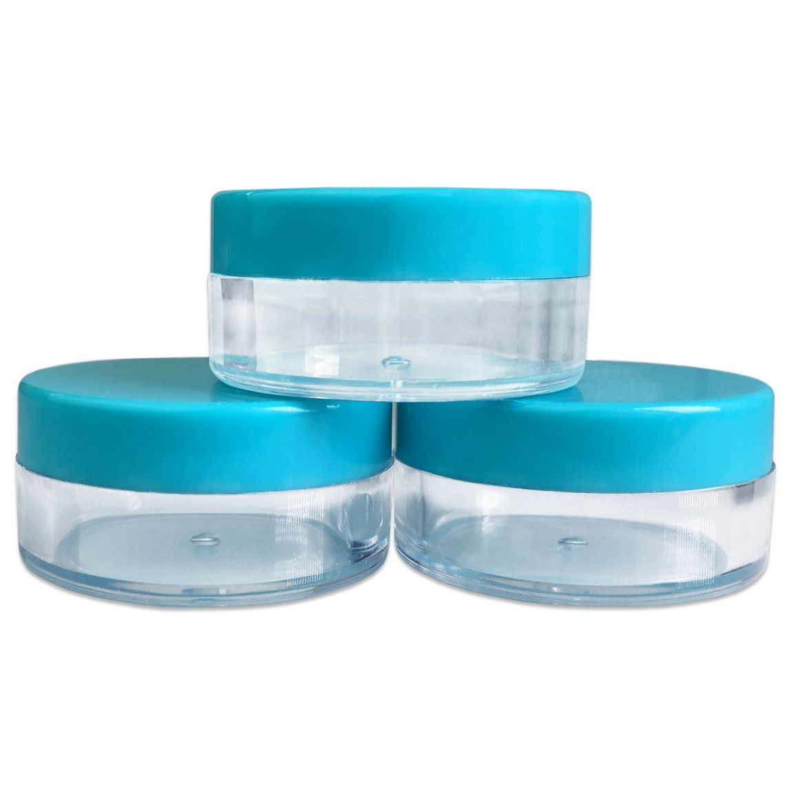 Beauticom (Quantity: 20 Pieces) 10G/10Ml Round Clear Jars With Teal Sky Blue Lids For Small Jewelry, Holding/Mixing Paints, Art