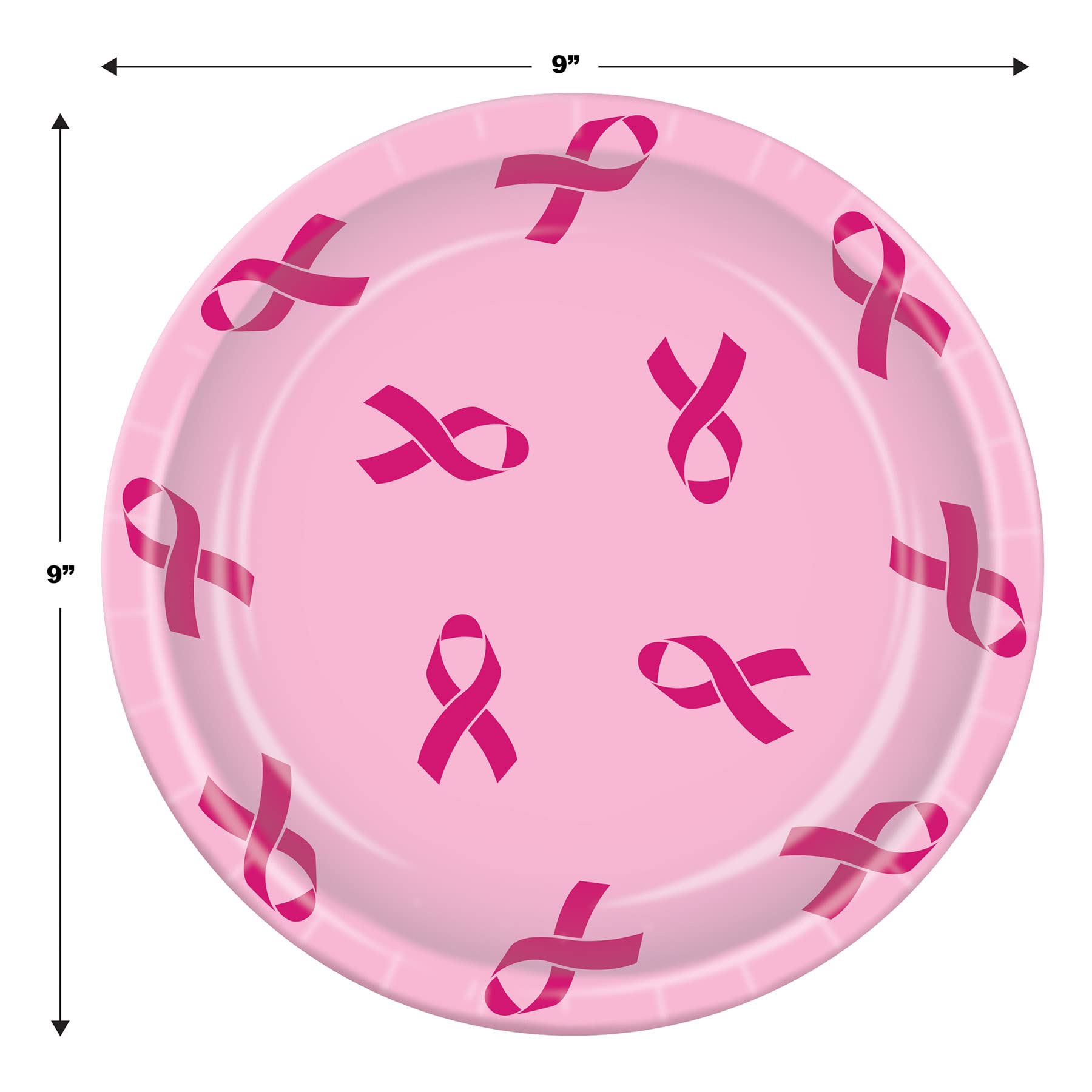 Beistle 58033 Pink Ribbon Round Plates, 8 Pcs