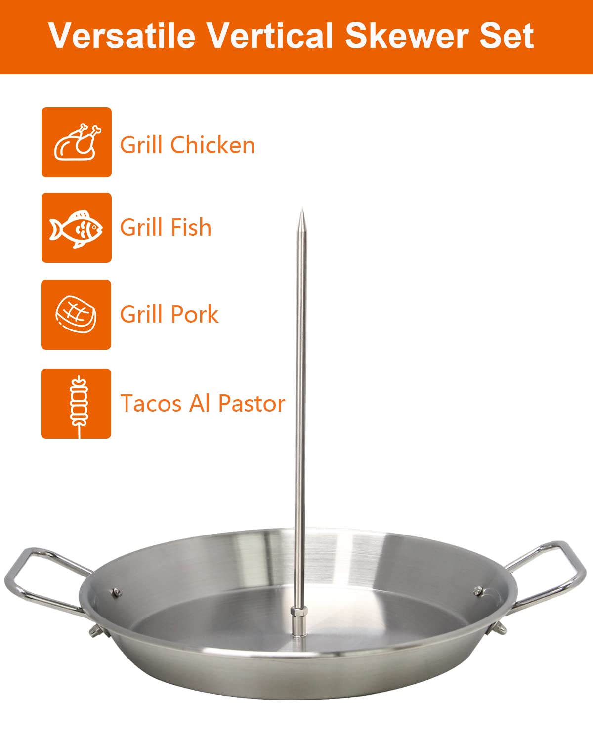 Dolamoty Bbq Vertical Skewer Pan Gyro Spit Shawarma Skewer Stand For Oven, Al Pastor Skewer For Grill, El Pastor Hack For Tacos
