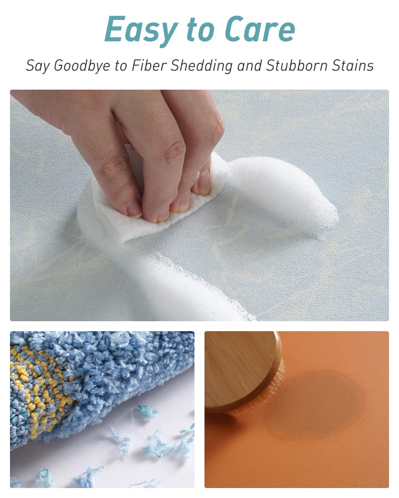 COCOER Bath Mat-Bathroom Mat Bathroom Rug Absorbent Stain Resistant-Non Slip Quick Dry Bath Mats for Bathroom-Bathmat Rubber Backed Bath Rug for Bathroom Light Blue 17?x27?