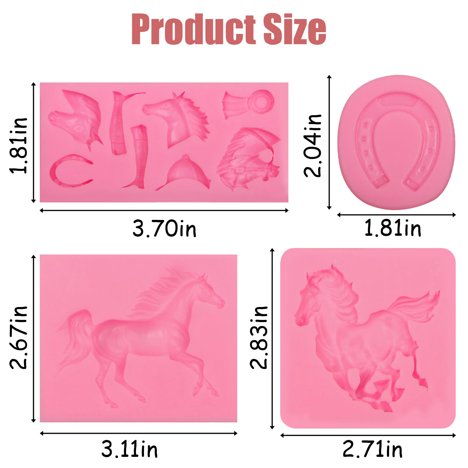 Horse Silicone Mold 4 Pcs,Horse Shoe Fondant Molds For Cowboy Boot Cowboy Chocolate Mold Cake Decoration Candy Sugar Cupcake Top