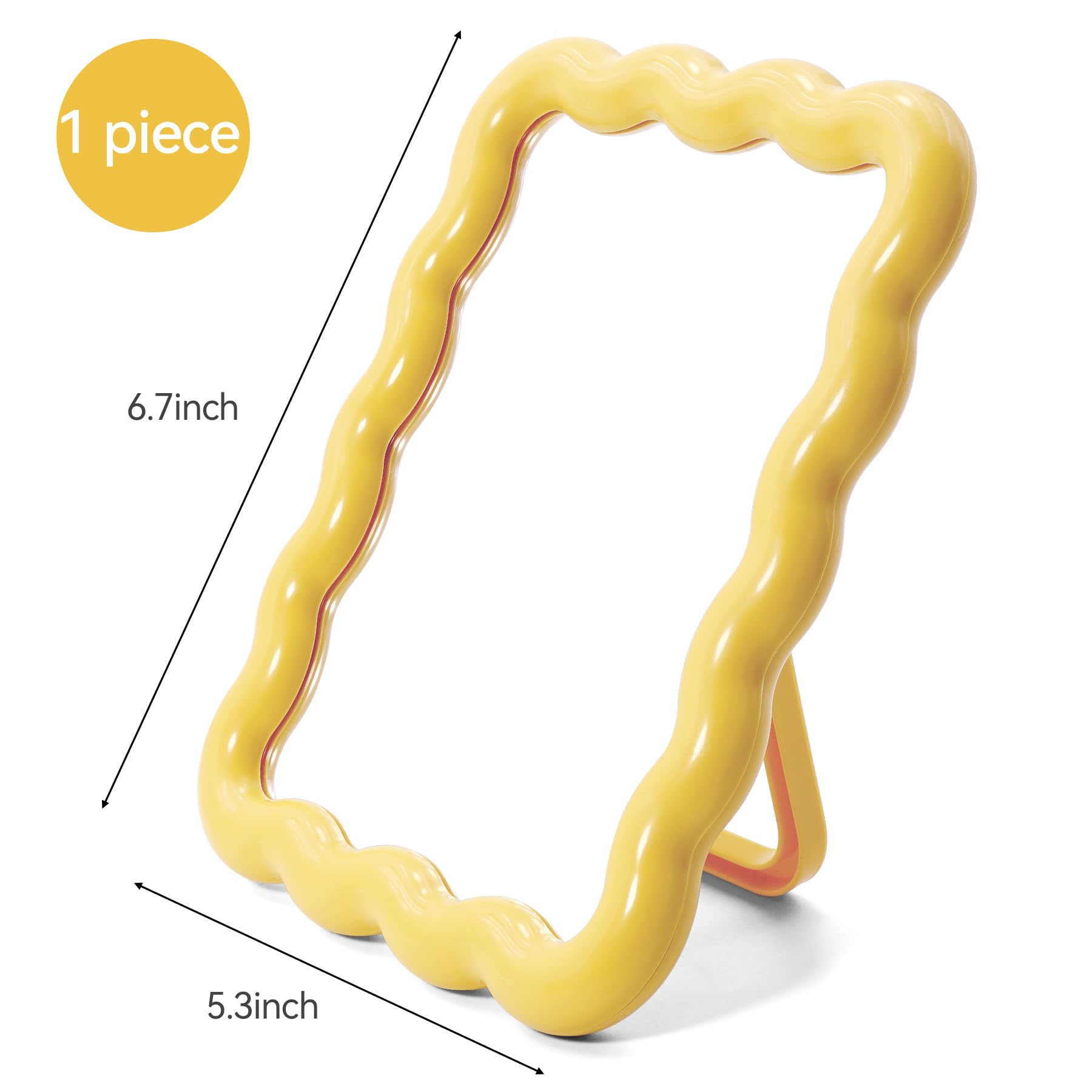 Philbinden Cute Wave-Shaped Desk Vanity Makeup Mirror, Portable Folding Travel Make Up Mirror for Standing/Hanging, Home Decorat