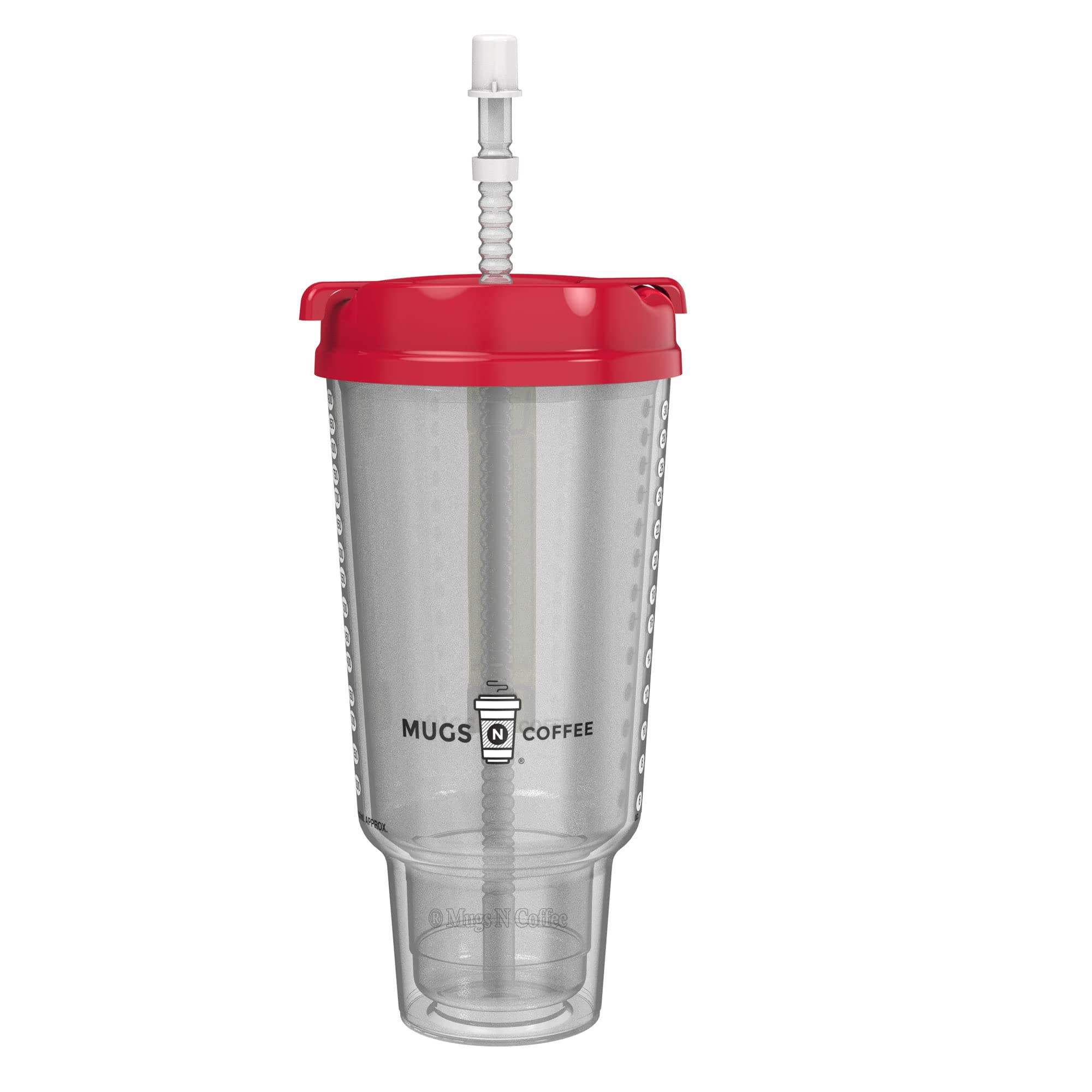 32 Oz Double Walled Hospital Mug With Straw - Car Mug Fits In Most Cup Holders | Travel Mug (Red)