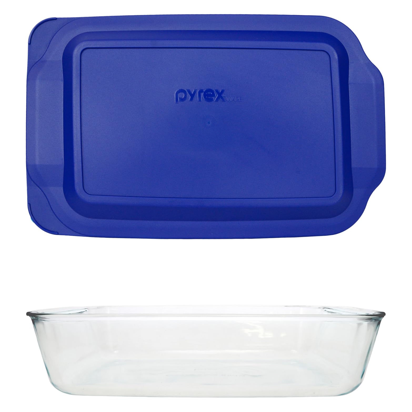 Pyrex 233D 5 Quart Glass Baking Dish w/Lagoon Blue Lid  Made in the USA