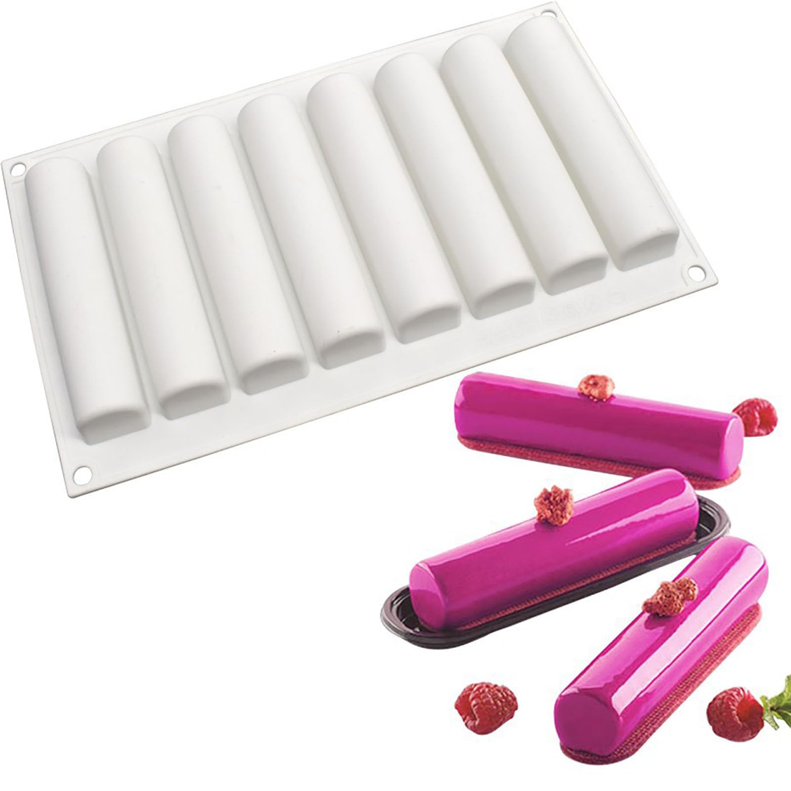 AFINSEA 3D Cylindrical Silicone Mold for Baking Mousse,3D Silicone Baking Molds for Cakes French Dessert Mold for Pastry Chocola