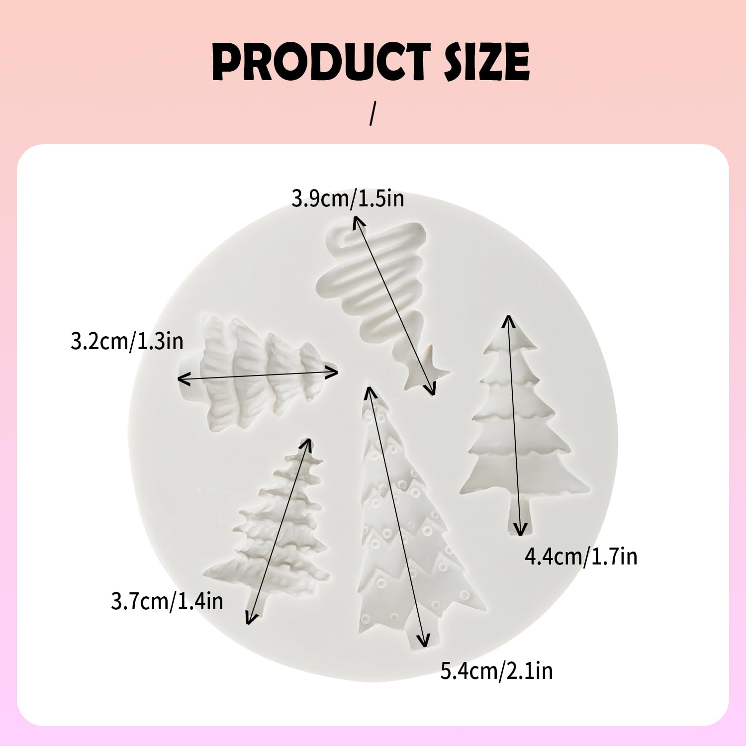 Christmas Tree Silicone Mold Cake Decor Moulds Fondant Cake Suger Molds Sugarcraft Chocolate Tools-Small (3.9Inch)