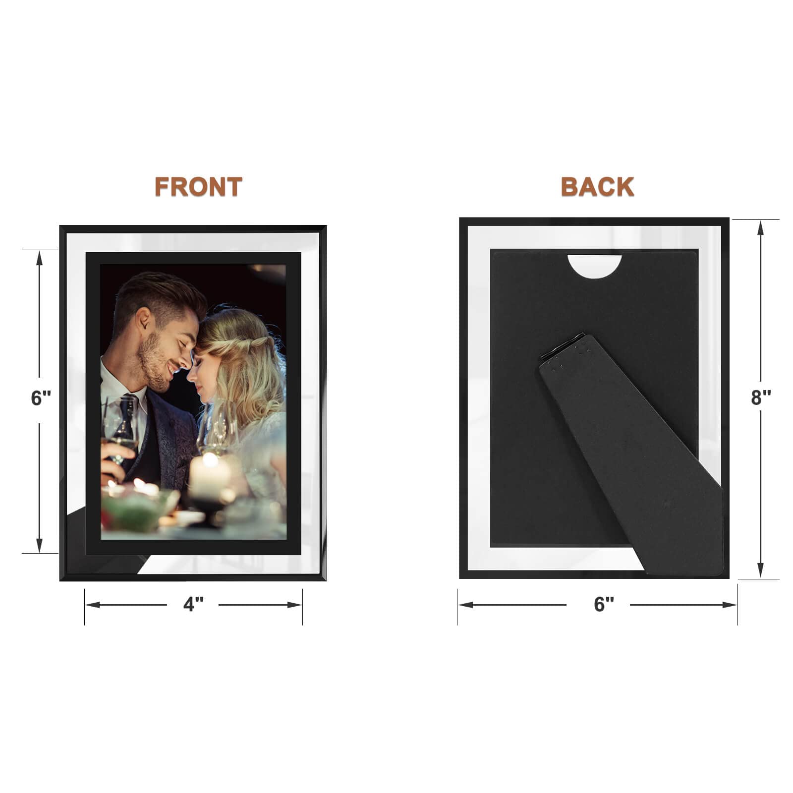 IZIDDO 4x6 Picture Frames Set of 2, Black Glass Photo Frame, Only for Tabletop Display, Gift Picture Frame, Horizontally or Vert