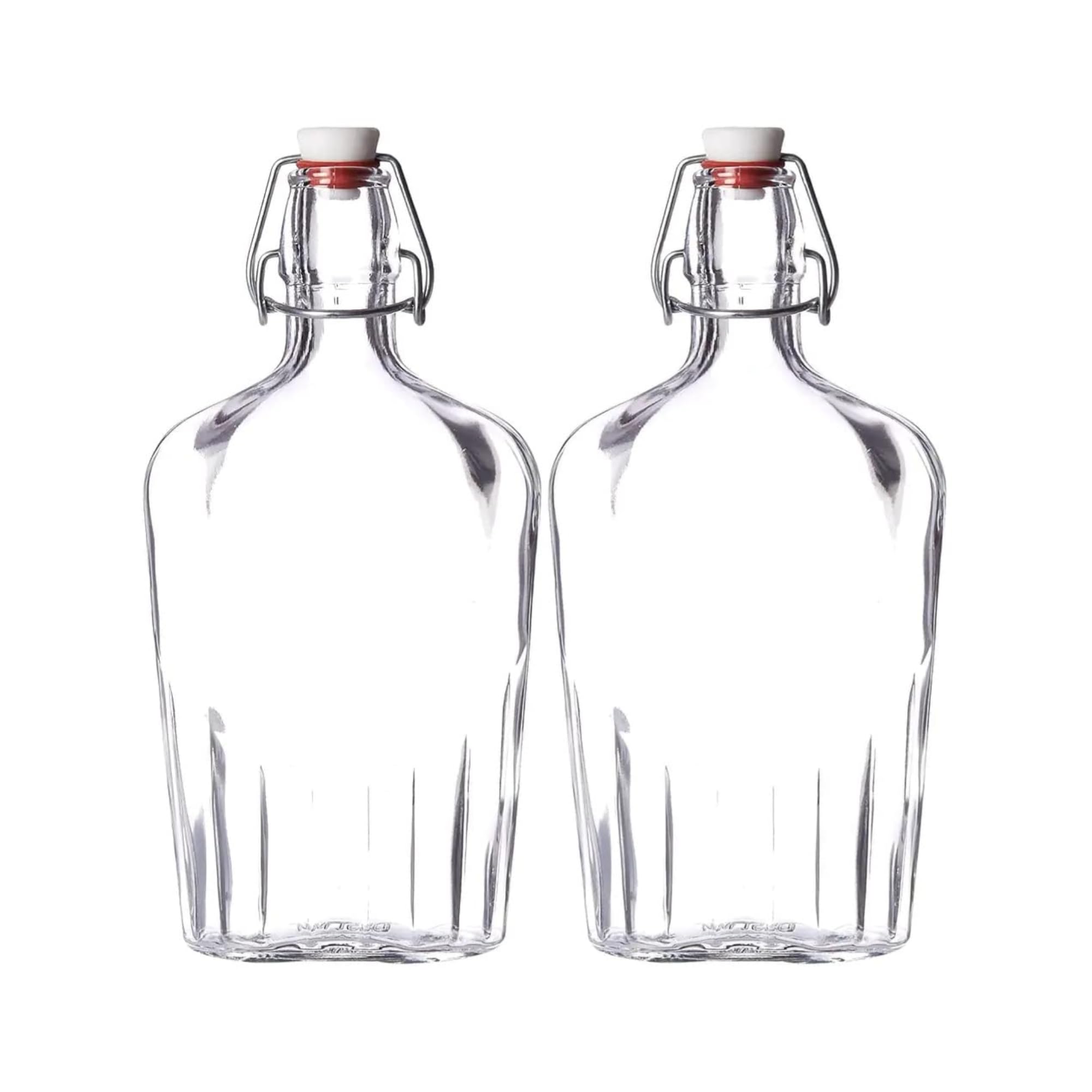 Bormioli Rocco Fiaschetta Glass 17 Ounce Pocket Flask, Set of 2