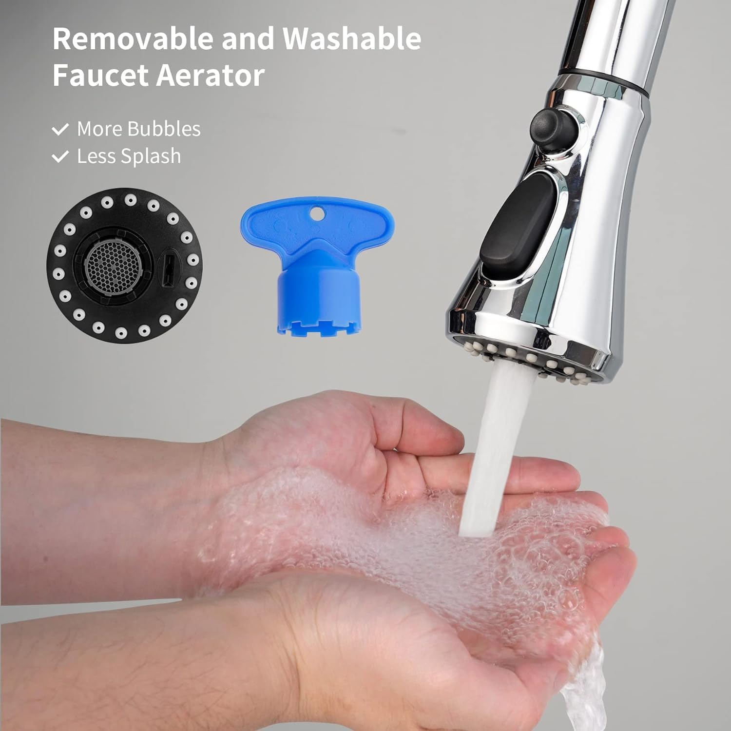 Hibbent Pull Down Spray Head for Kitchen Faucet  3-Function Kitchen Sink Spray Nozzle with 10 Adapters  Faucet Head Replacement Compatible with Moen  American Standard  Delta  Kohler Faucets  Chrome